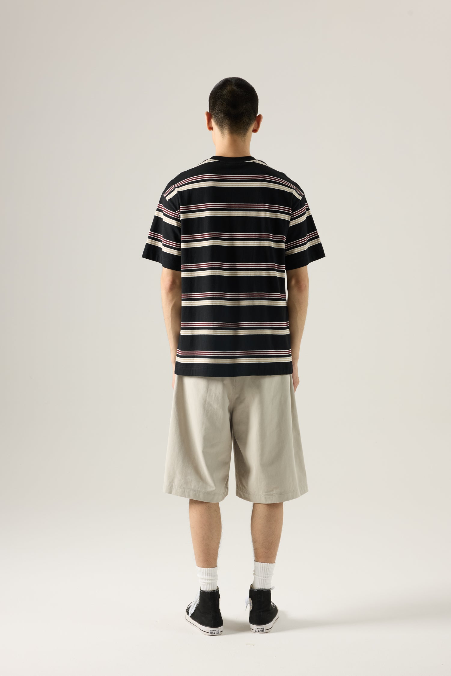 (C) Oversized Stripes Tee - Black Stripes