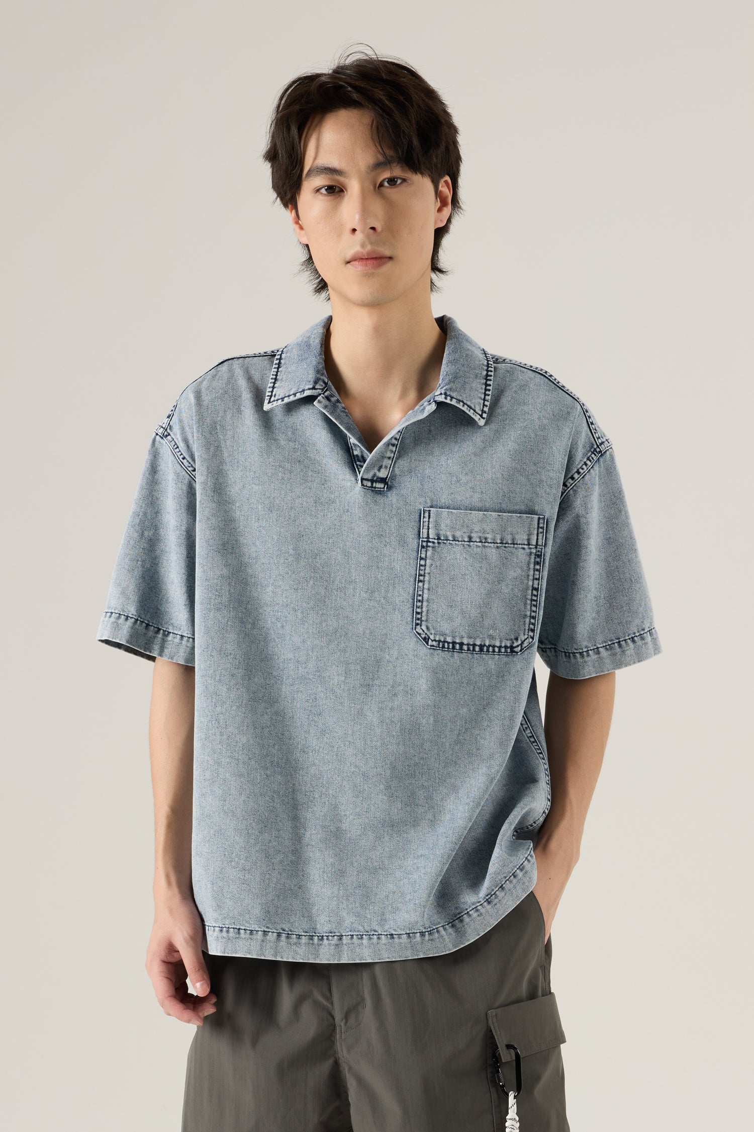 Denim Popover Oversized Shirt - Light Denim – The Restyle Trait Malaysia