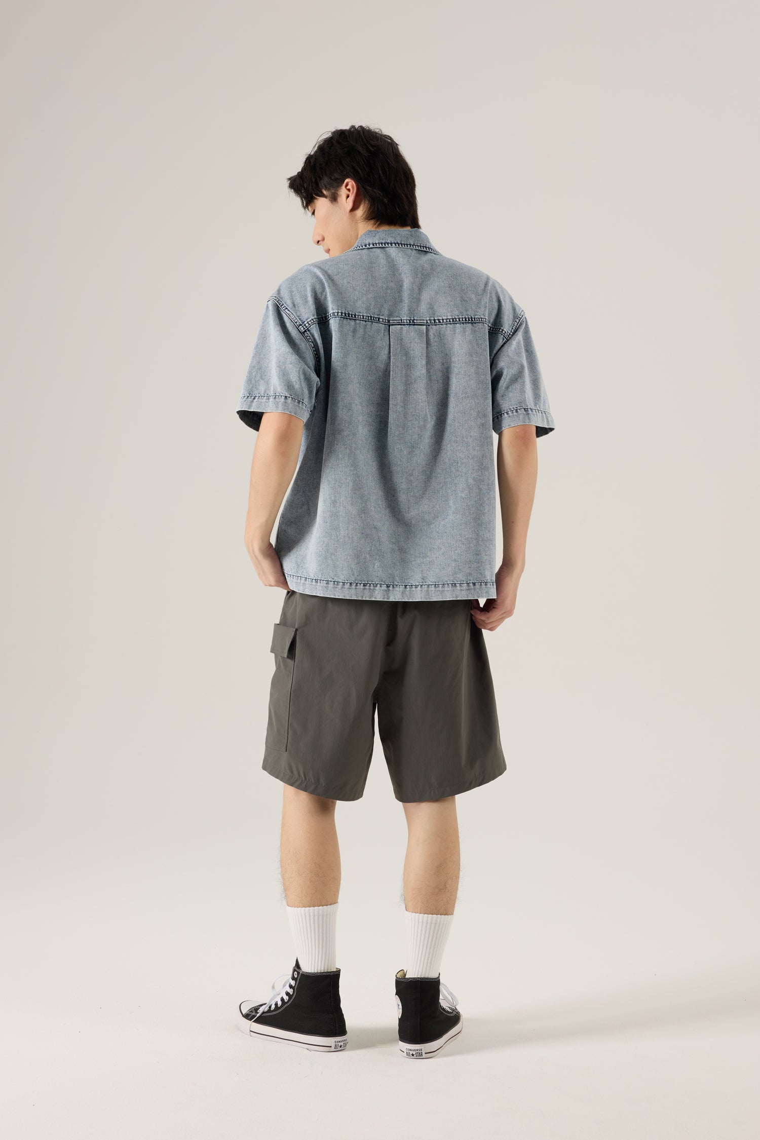 Denim Popover Oversized Shirt - Light Denim