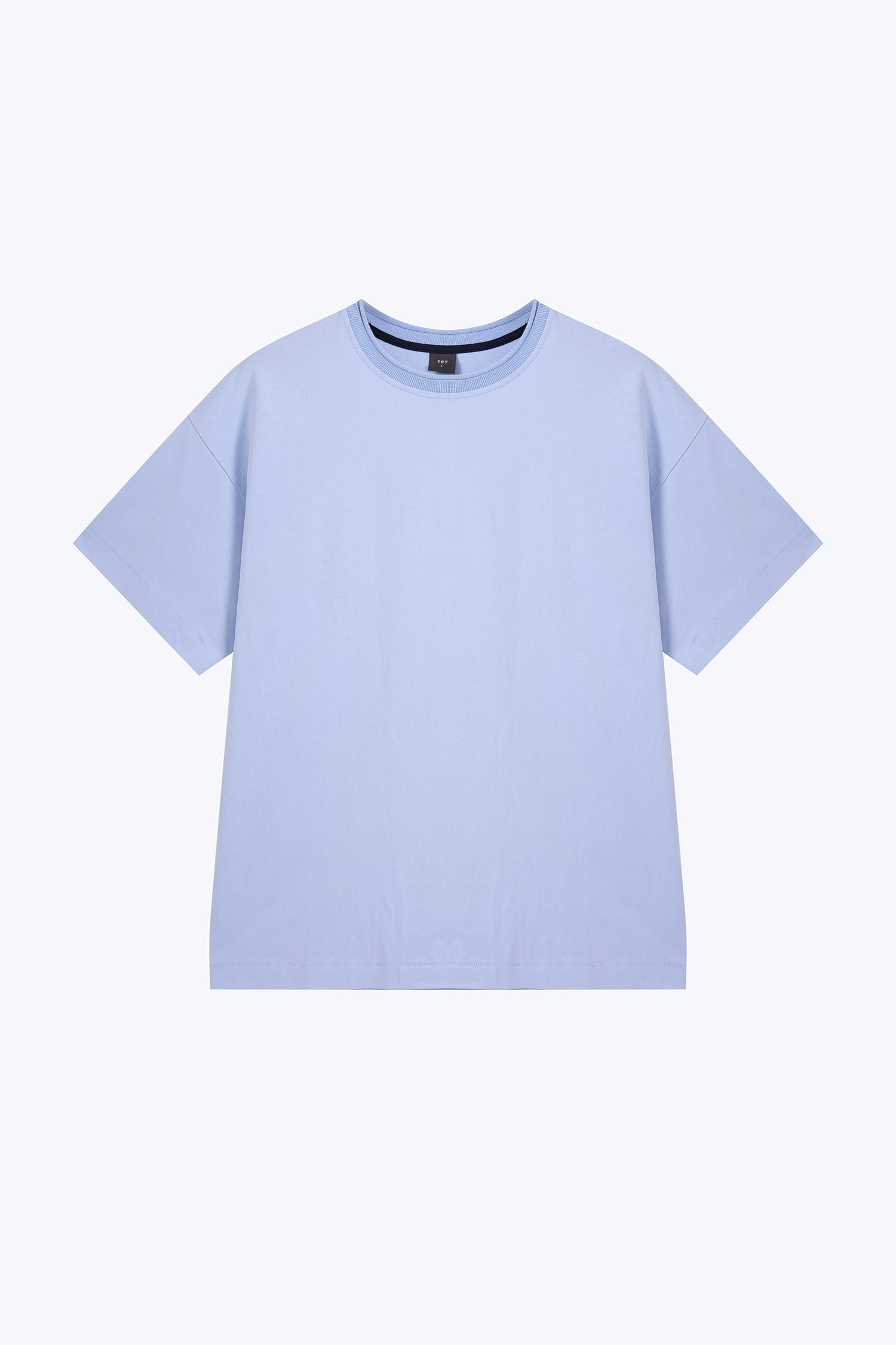 (C) Rolled Neckline Oversized Tee - Dusty Blue