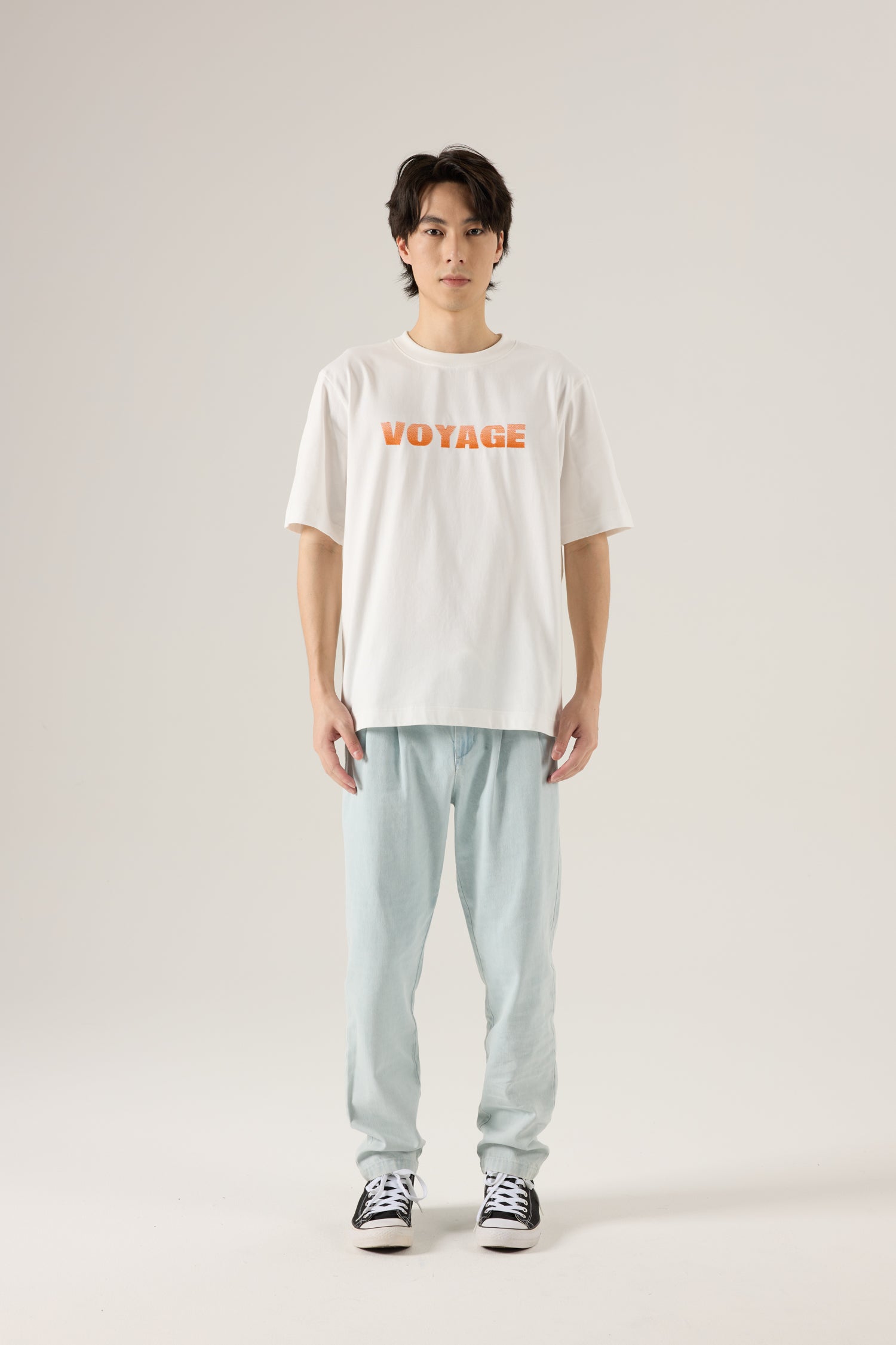 (A) Voyage Fade Embroidery Tee - Cream