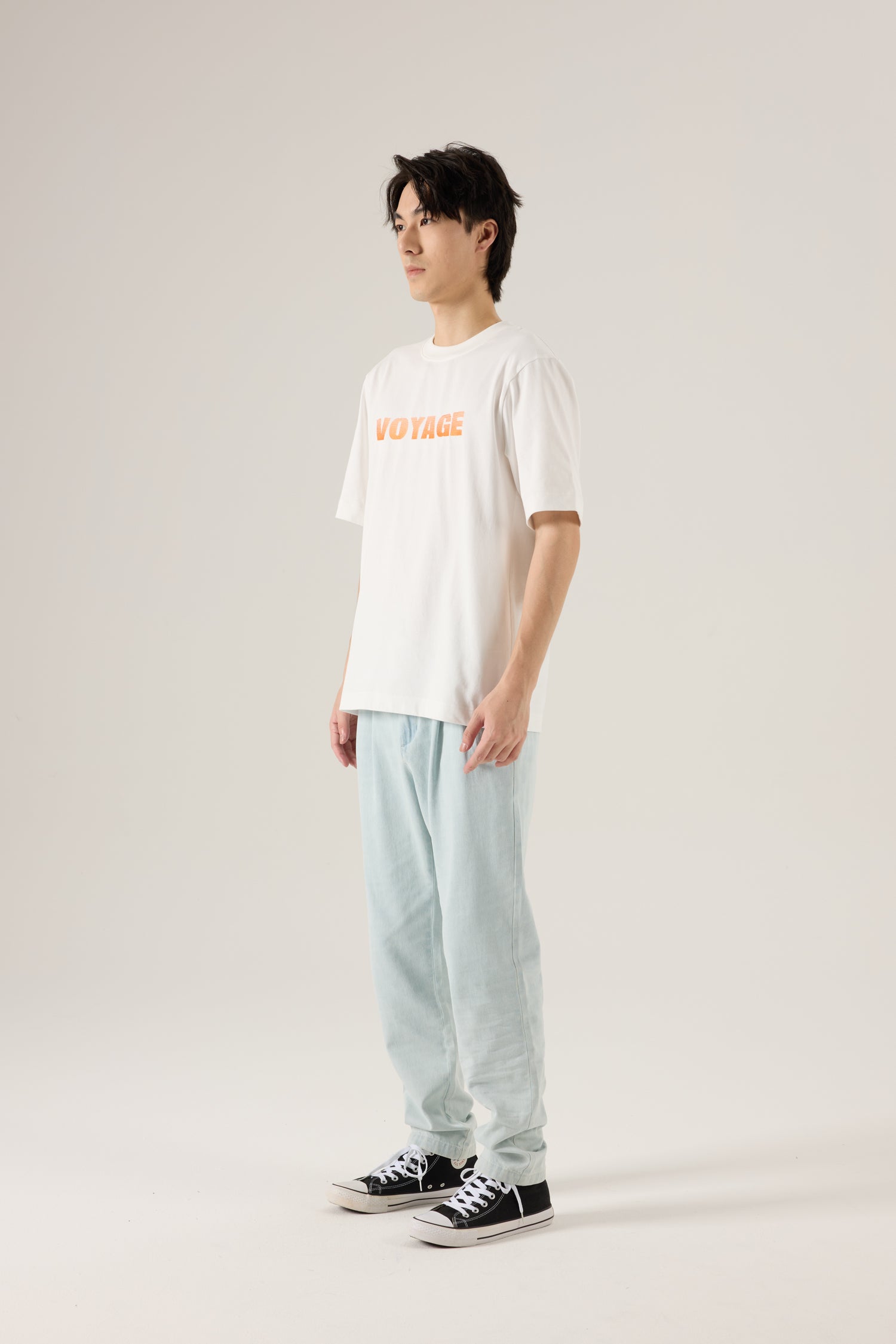 (A) Voyage Fade Embroidery Tee - Cream