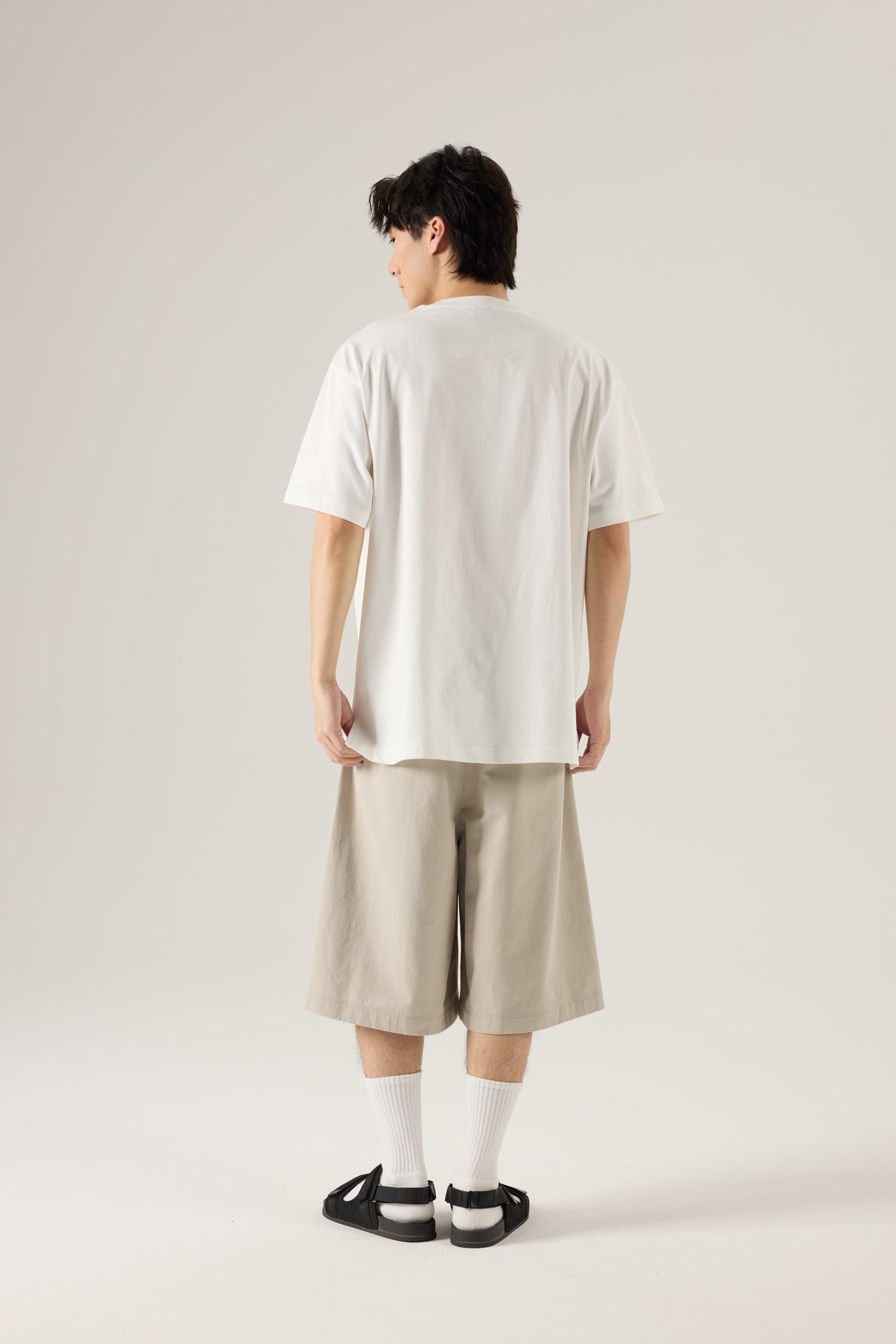 (C) Text Embroidery Pocket Tee - Cream