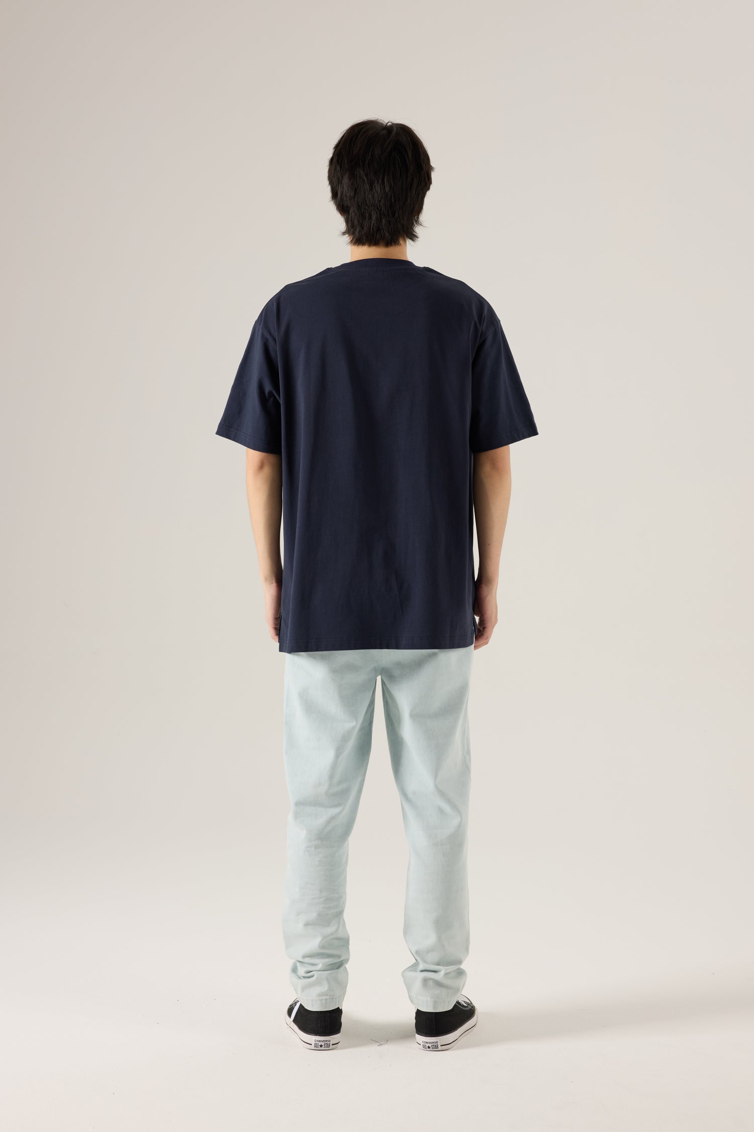 (C) Text Embroidery Pocket Tee - Navy