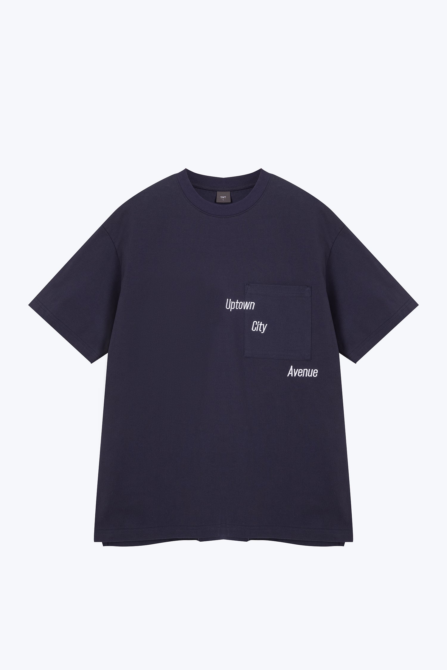 (C) Text Embroidery Pocket Tee - Navy