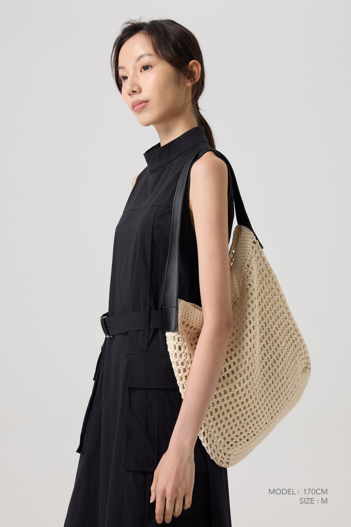 Crochet Tote Bag - Beige