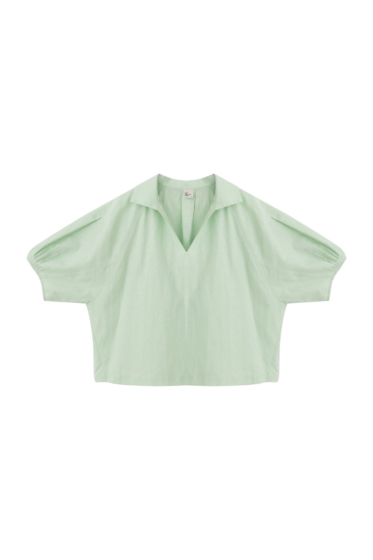 V-Neck Collared Blouse - Mint