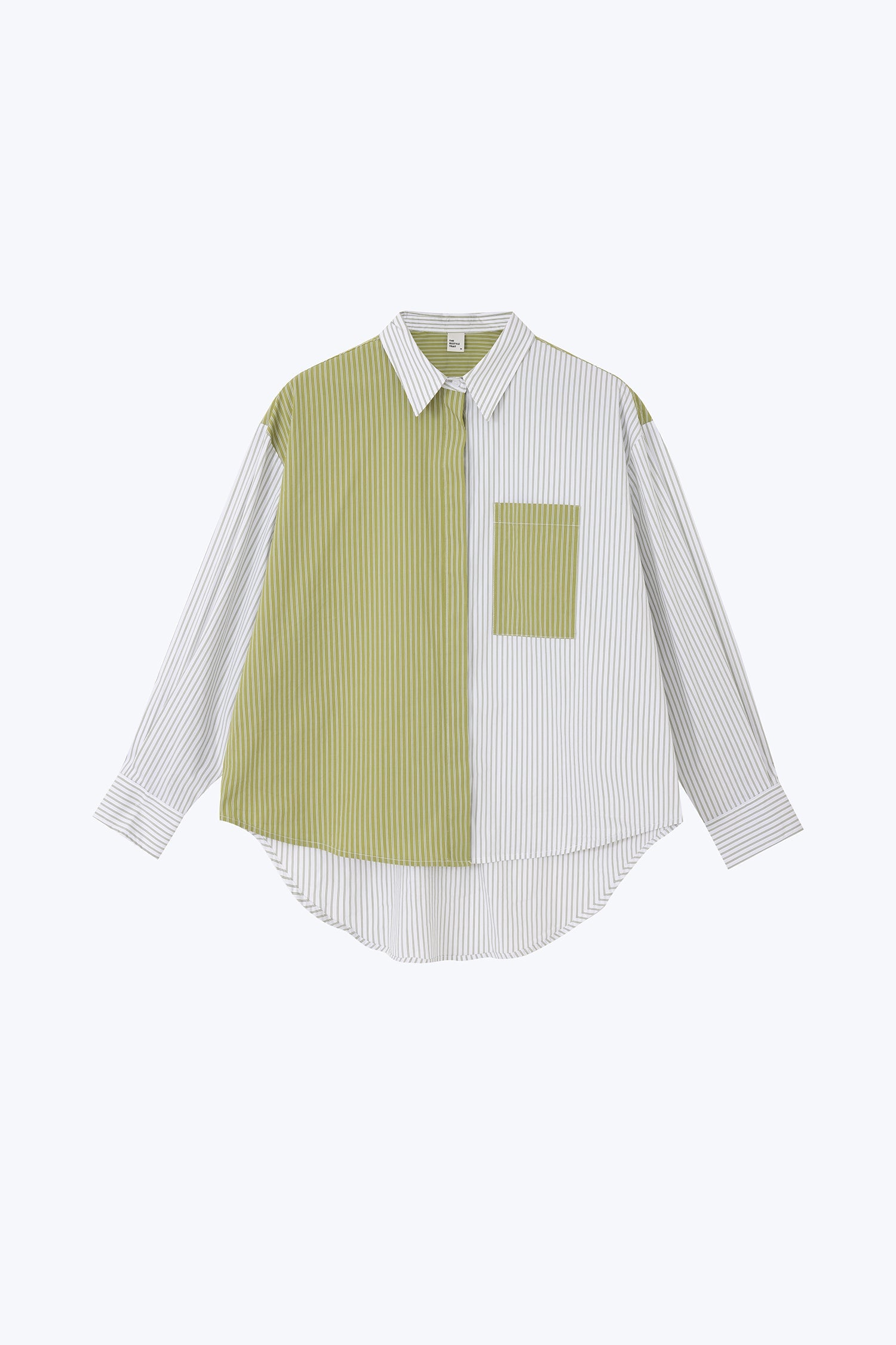 Contrast Striped Blouse - Olive Stripes