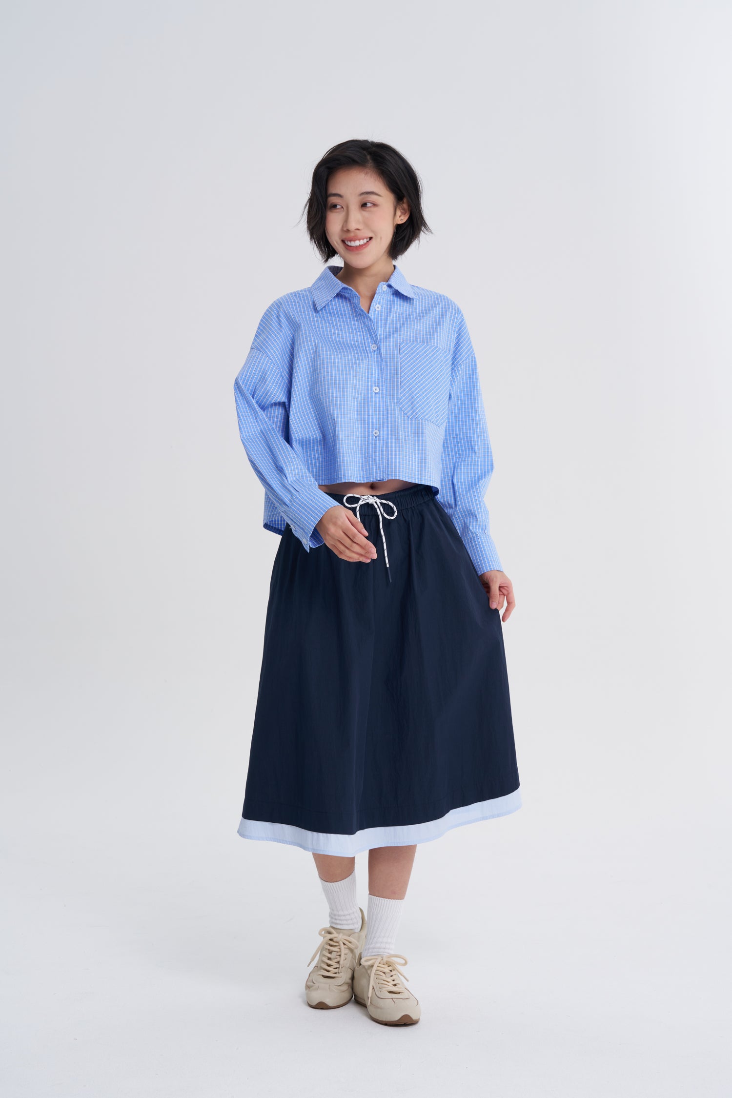 Checkered Long Sleeve Shirt - Checkered Blue
