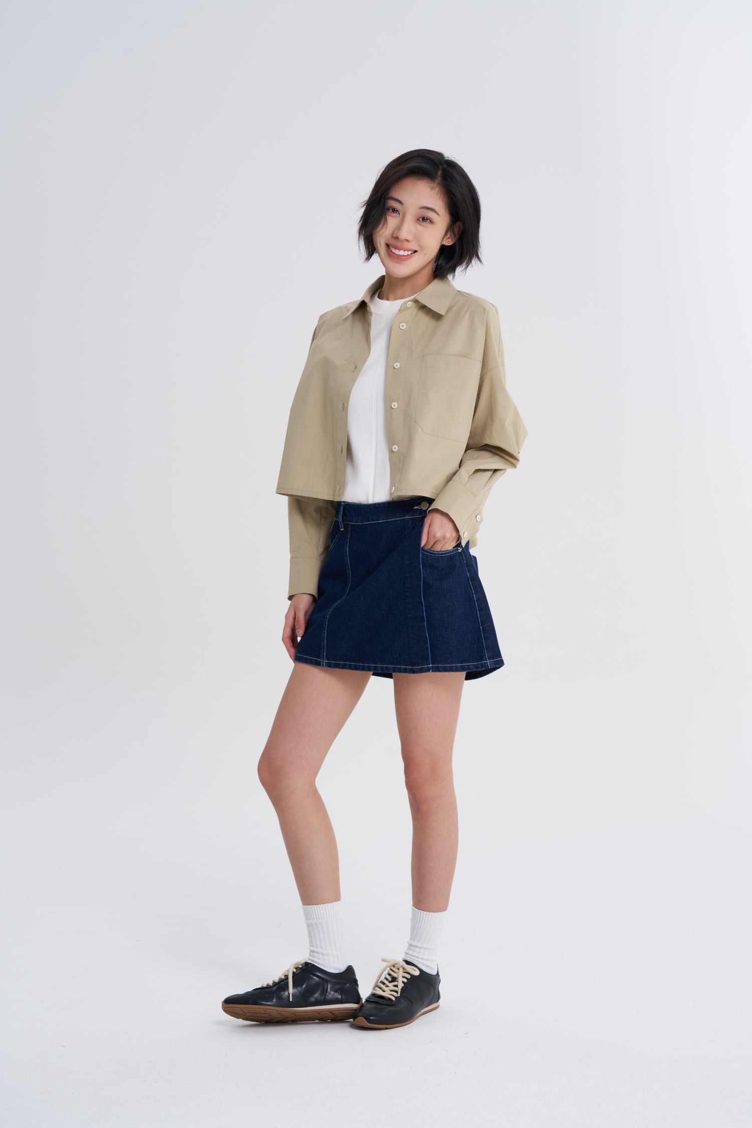 Checkered Long Sleeve Shirt - Khaki