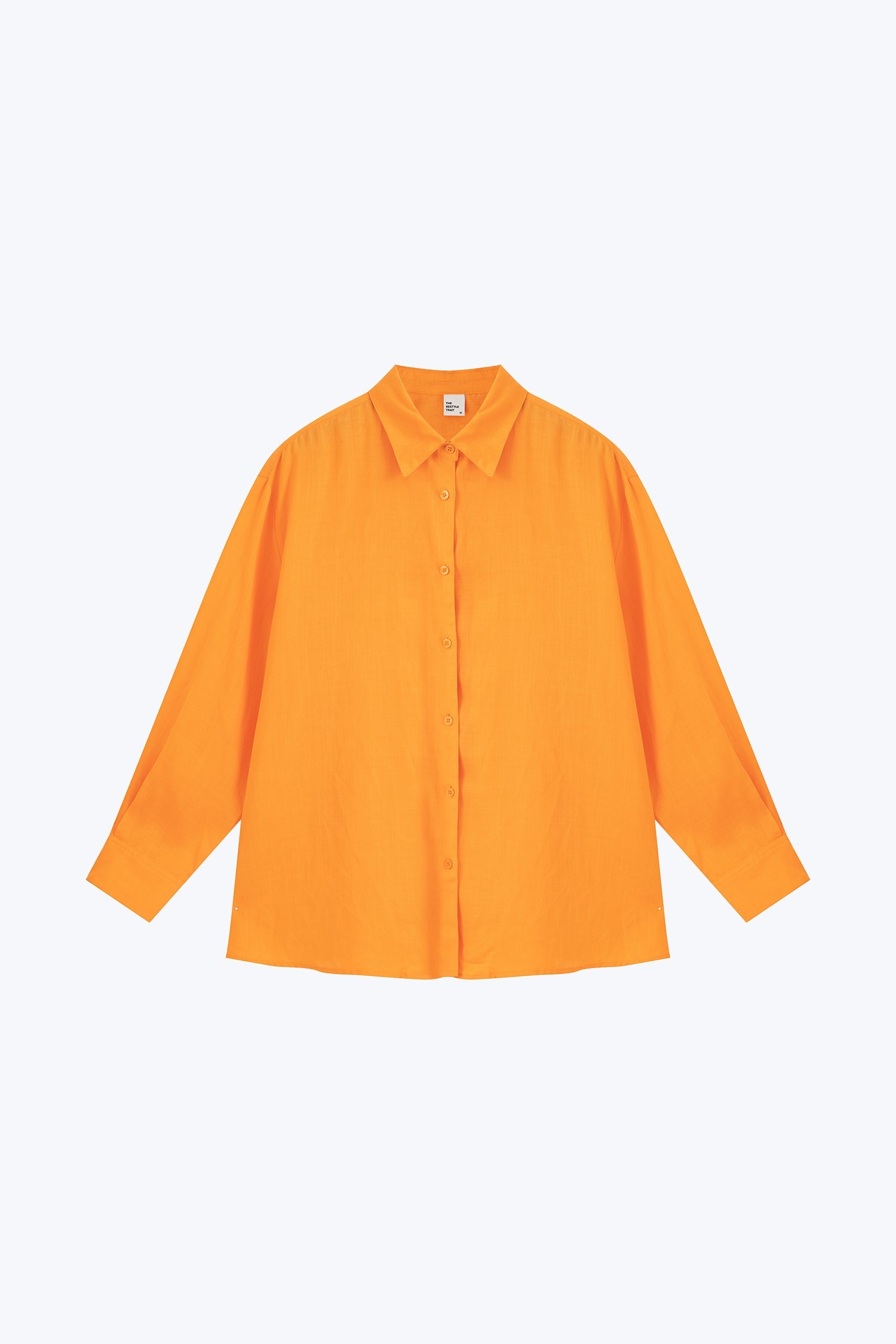 Button Up Long Sleeve Blouse - Orange