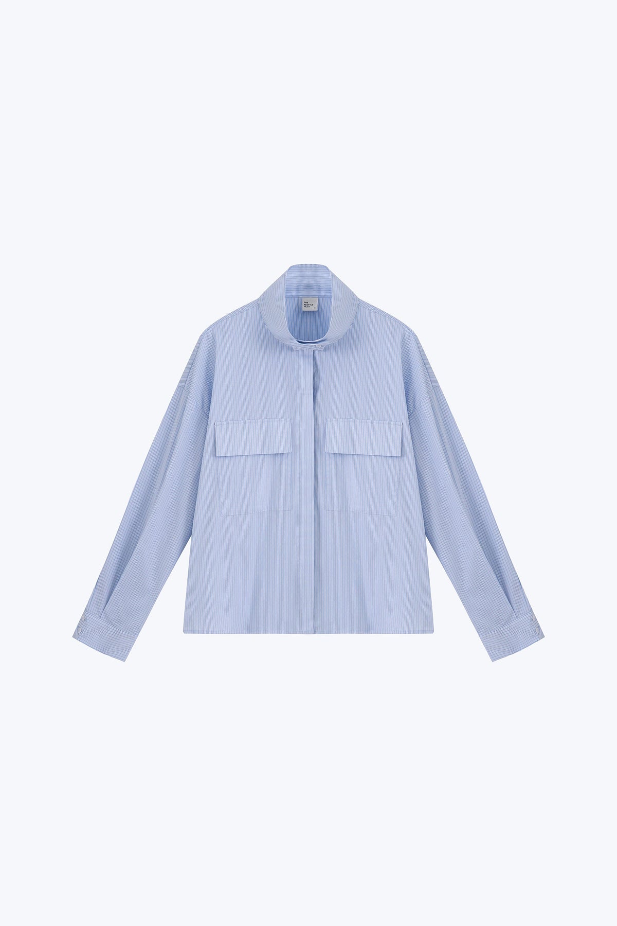 Patch Pocket Blouse - Blue Stripes