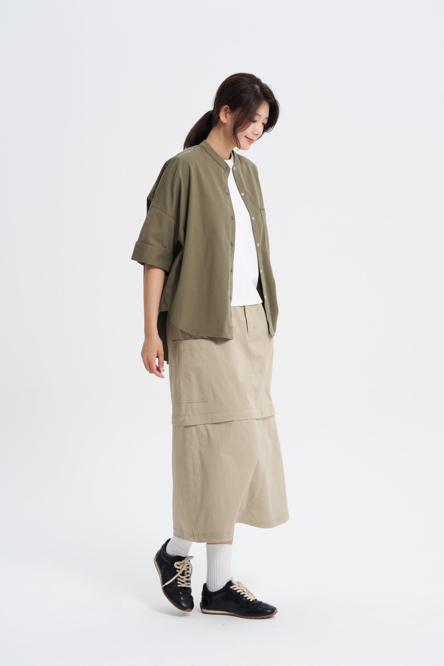 Wide Cut Blouse - Khaki Green