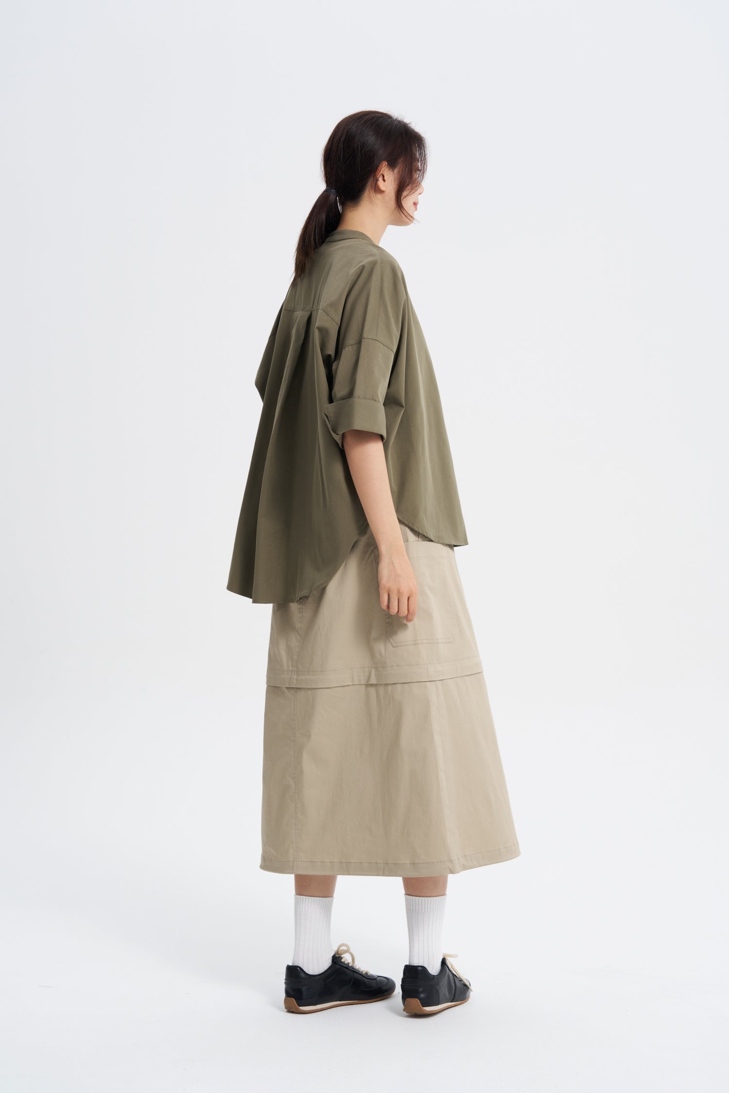 Wide Cut Blouse - Khaki Green