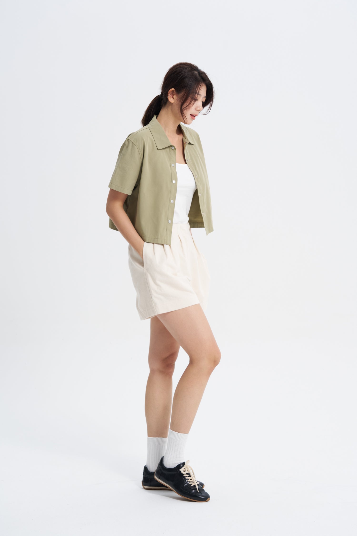 Snap Button Blouse - Sage