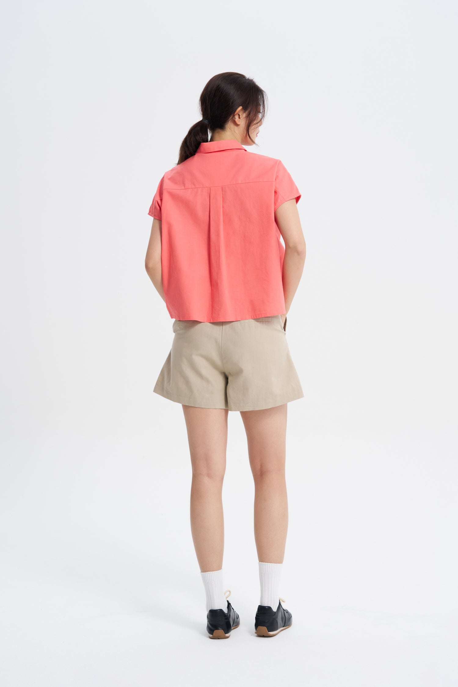 Button Front Blouse - Coral