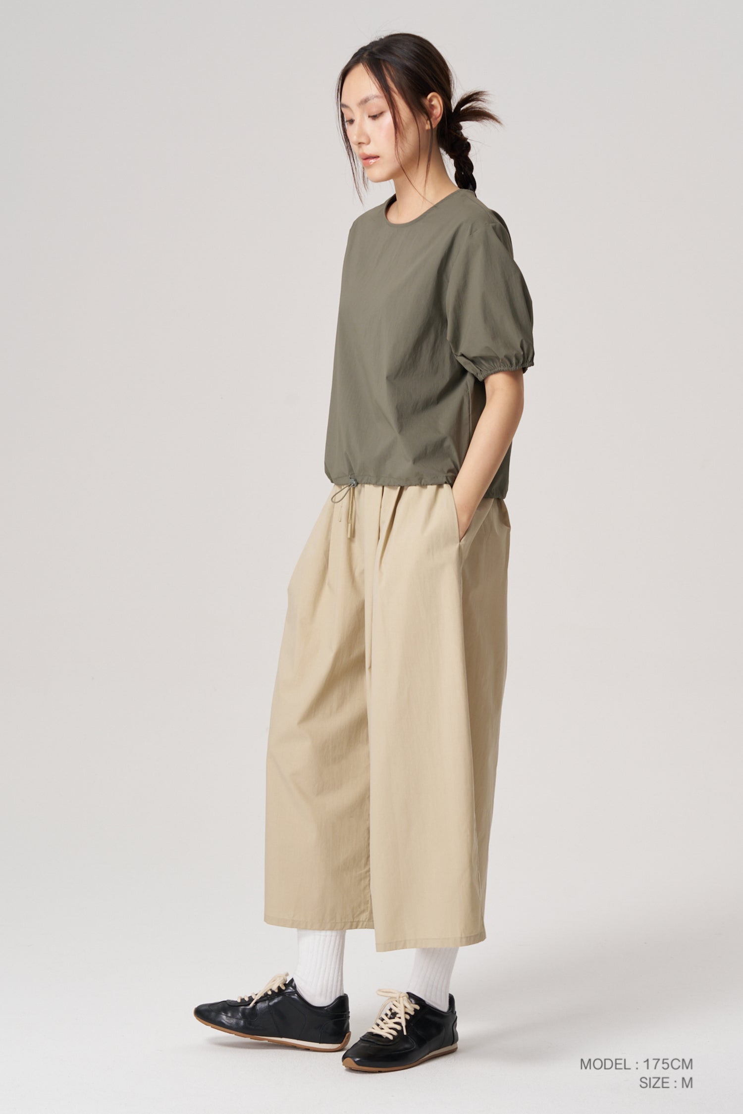 Drawcord Bubble Top - Army Green