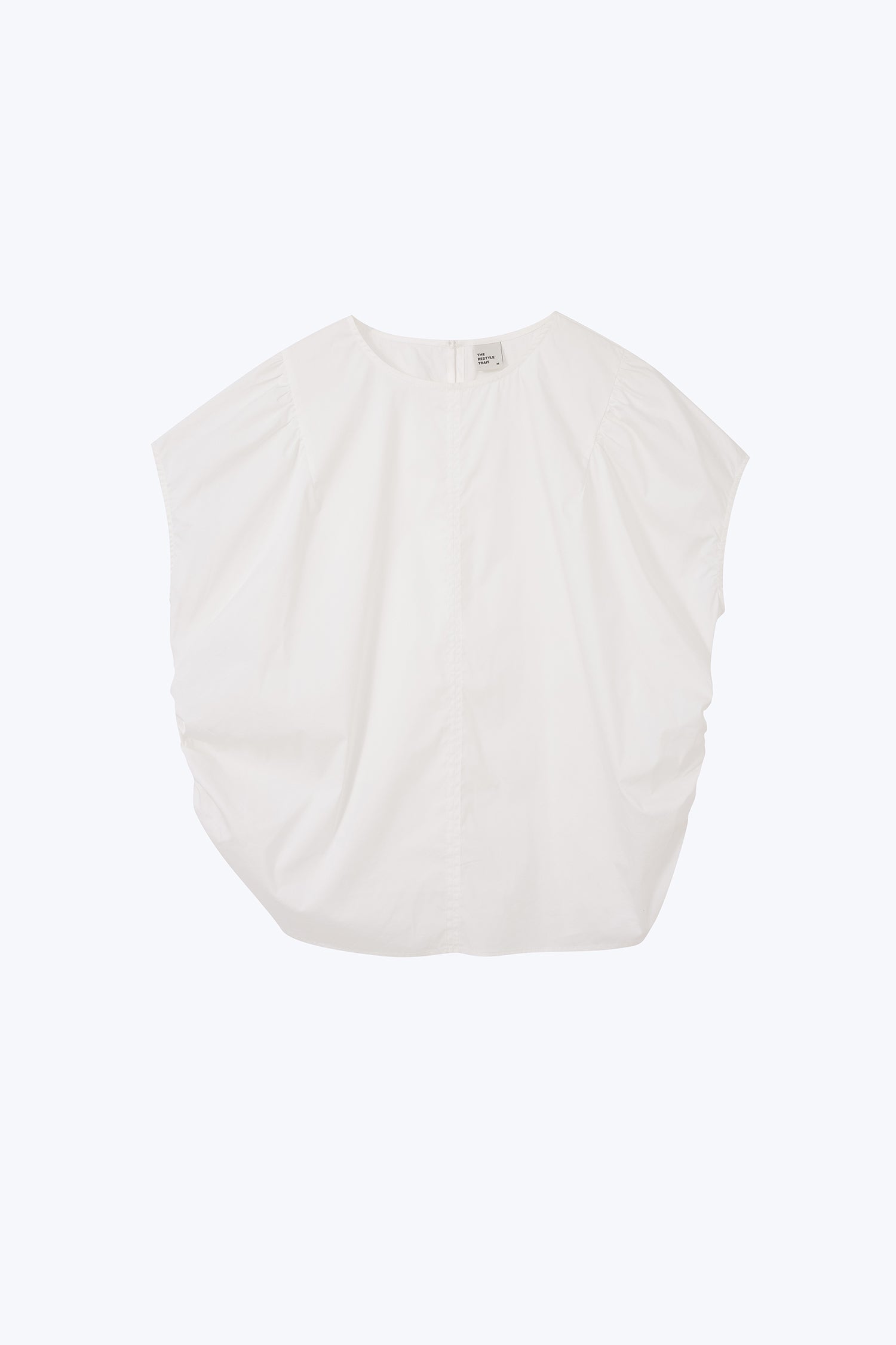 Wide Cut Gathered Blouse - Cream