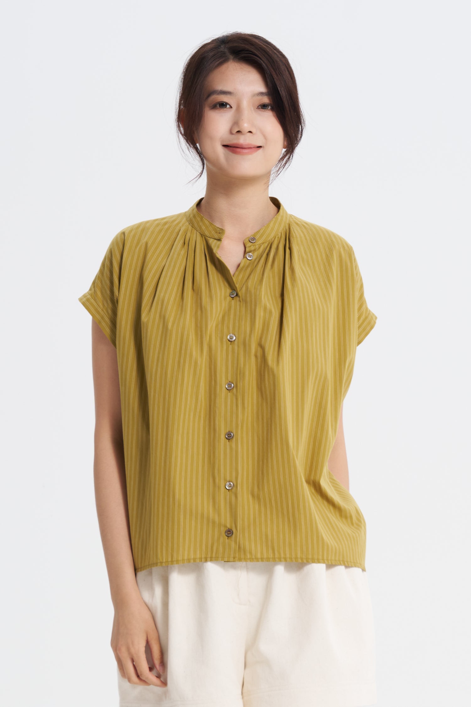 Striped Pleated Blouse - Stripes Mustard – The Restyle Trait Malaysia