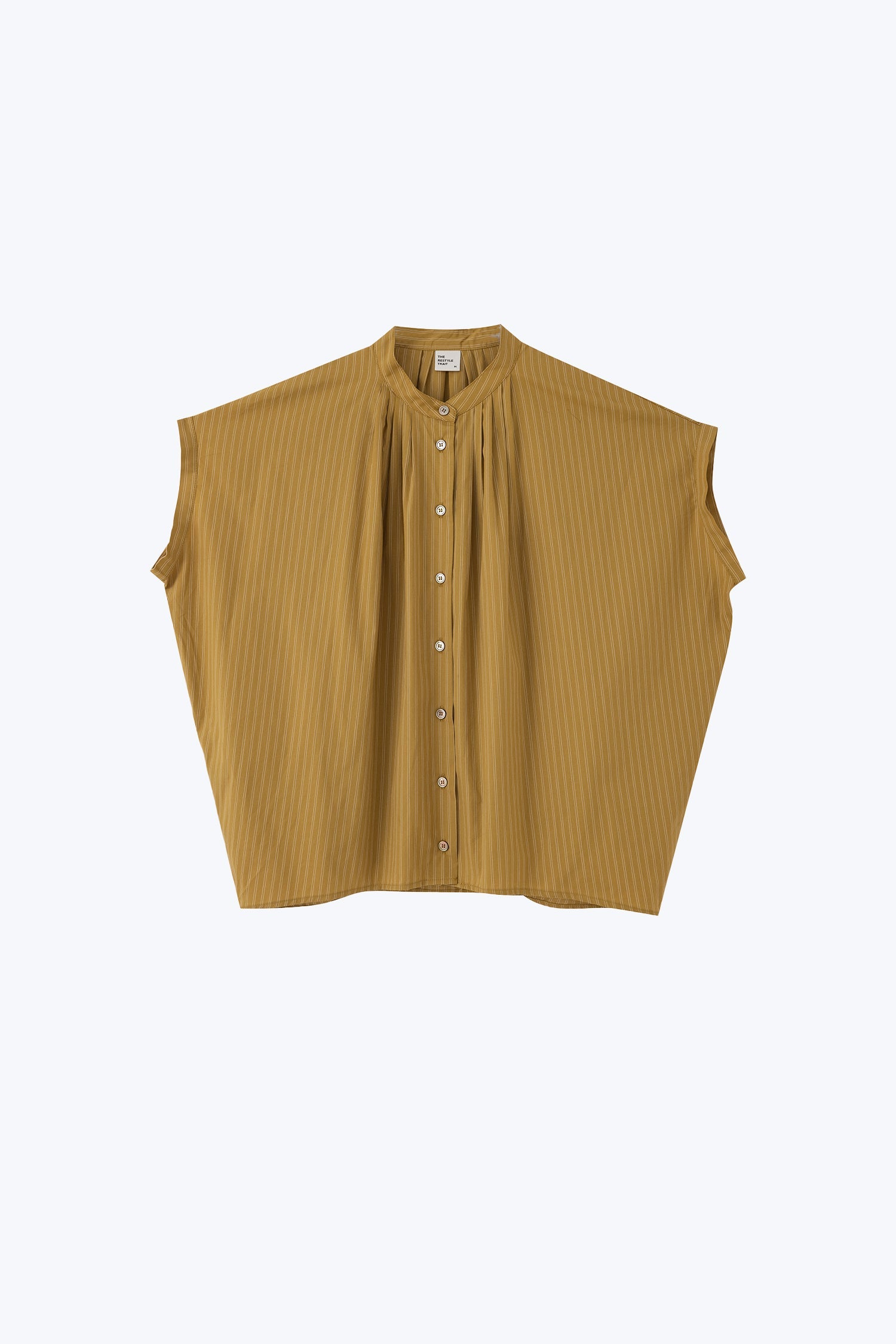 Striped Pleated Blouse - Stripes Mustard