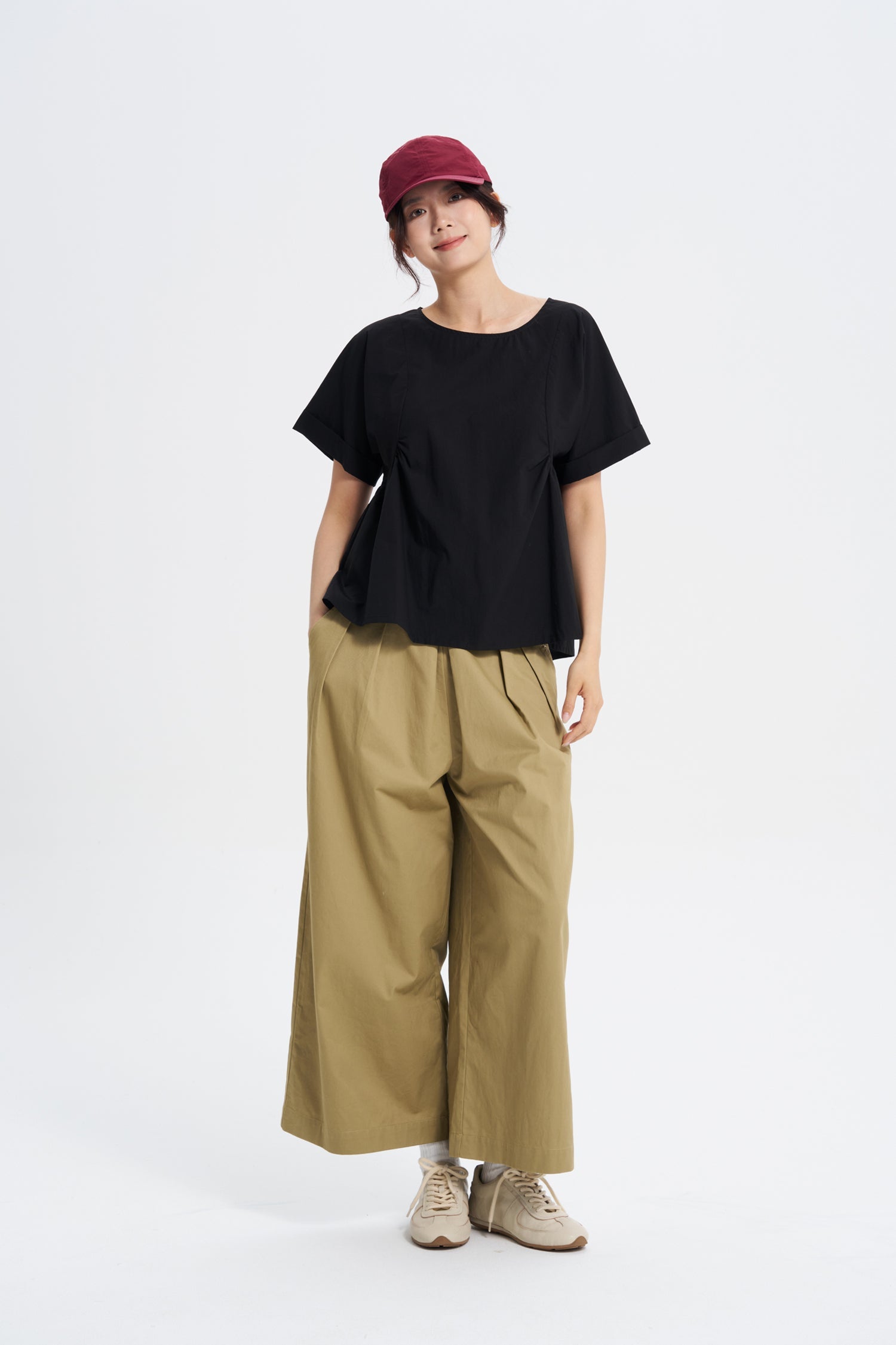 Gathered Blouse - Black