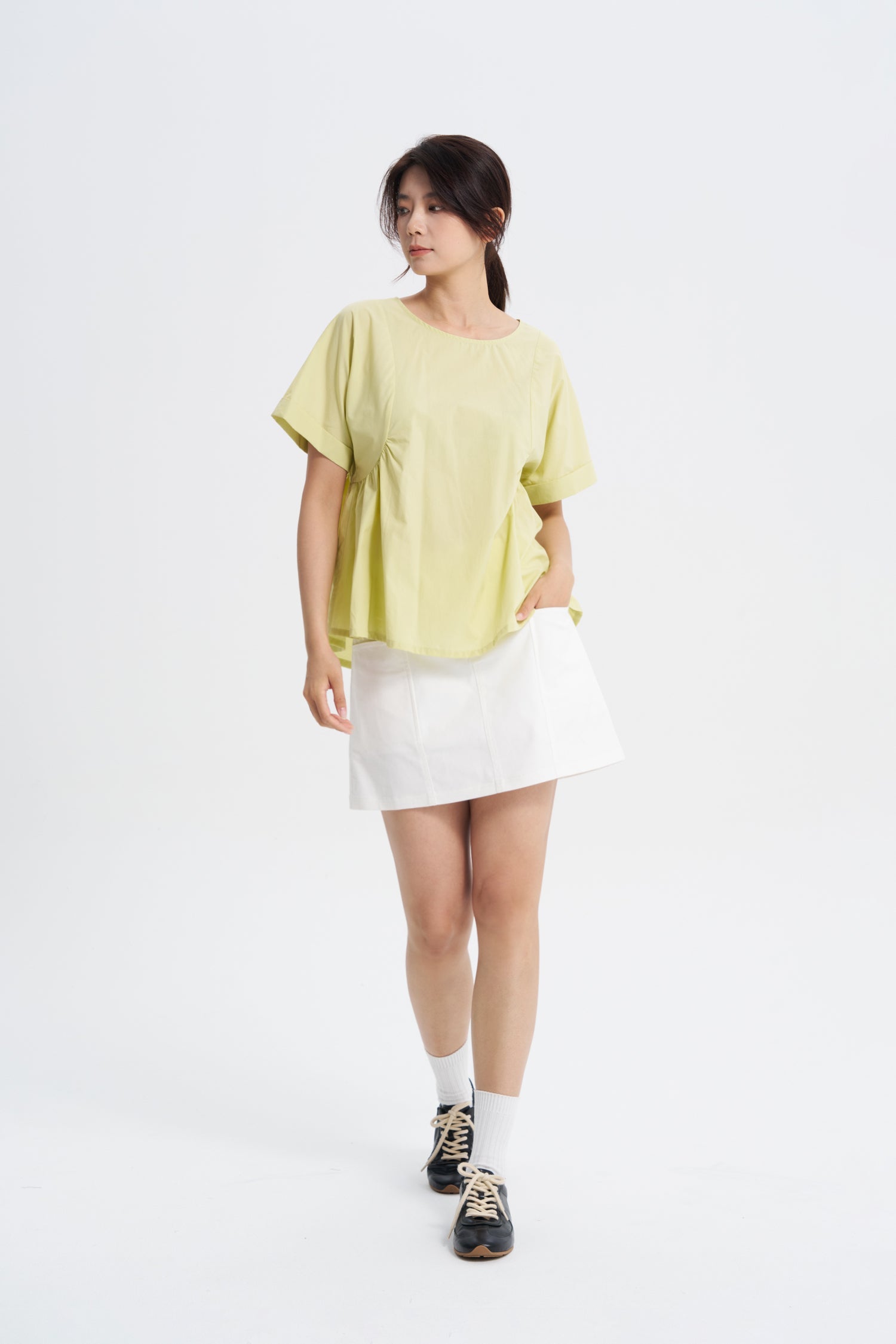 Gathered Blouse - Chartreuse