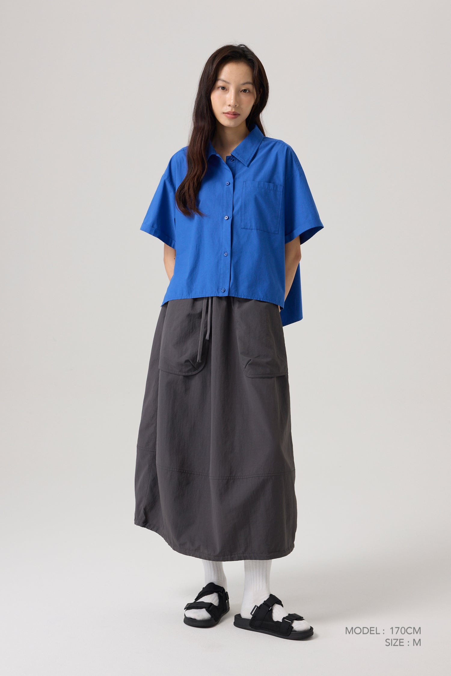 Asymmetric Hem Blouse - Cobalt