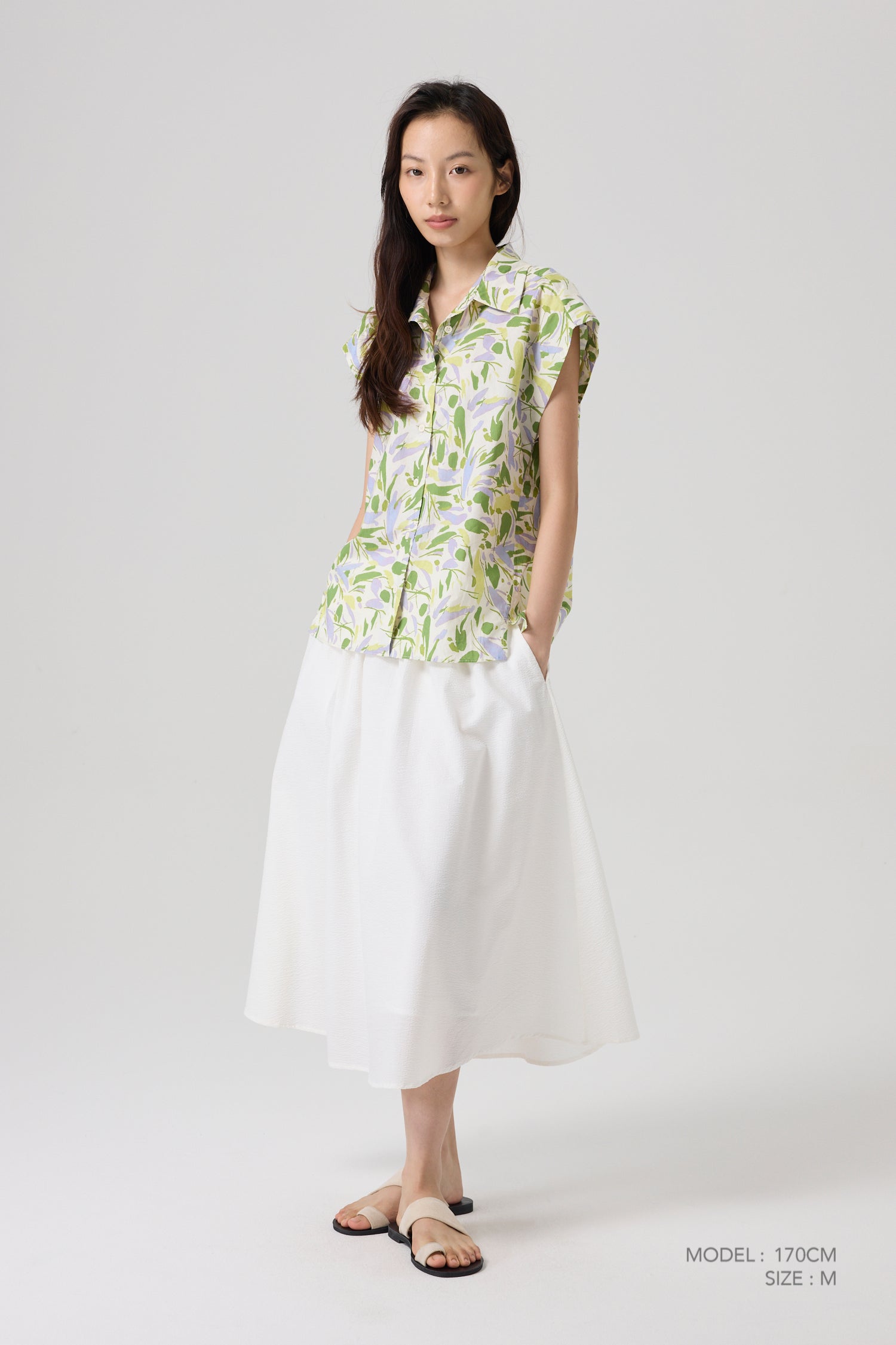 Floral Sleeveless Blouse - Lime Floral