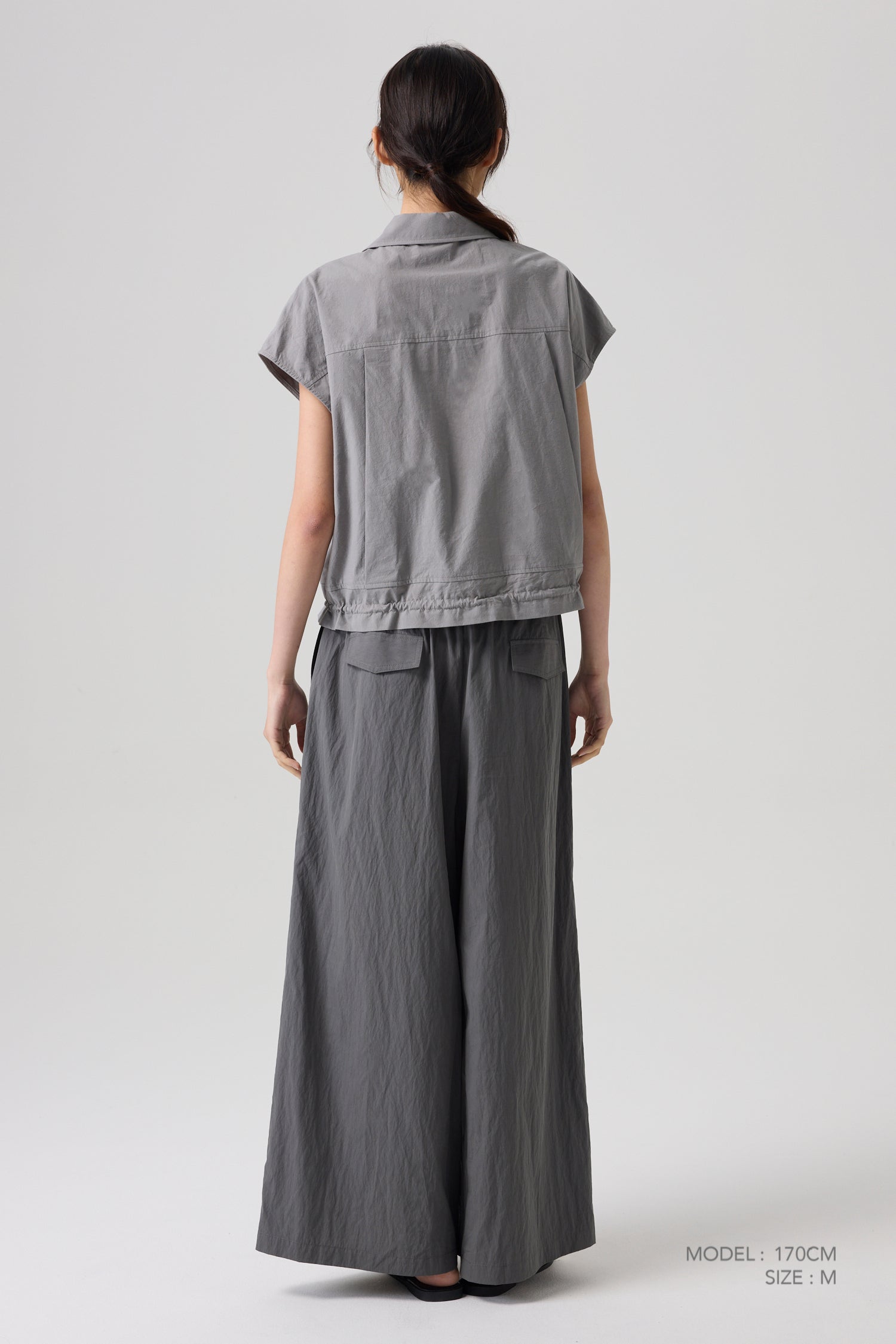 Drawcord Blouse - Charcoal