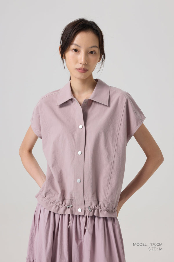 Drawcord Blouse - Dusk Pink