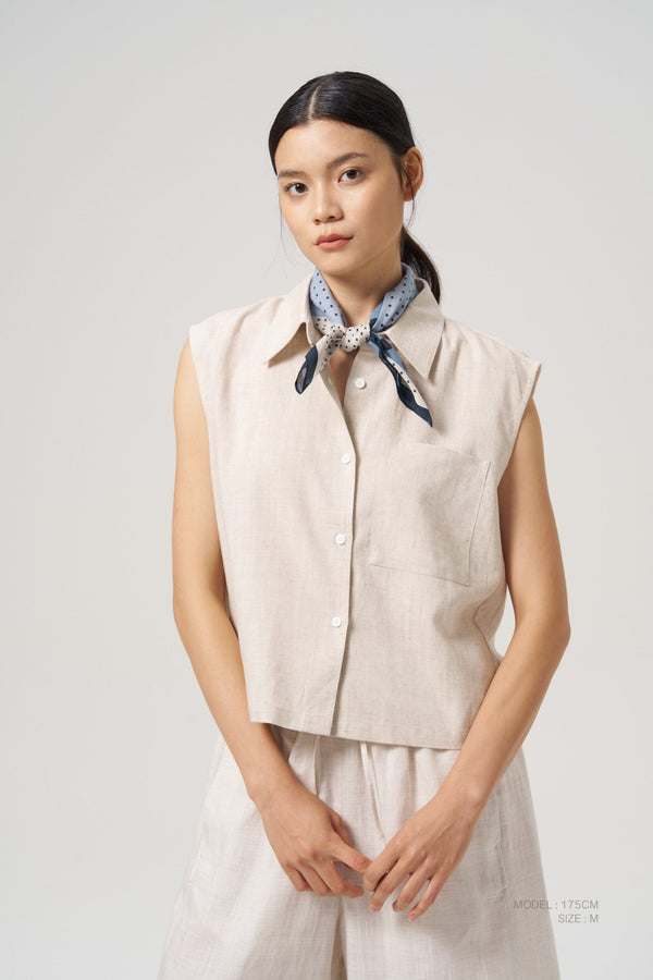 Boxy Sleeveless Blouse - Ecru