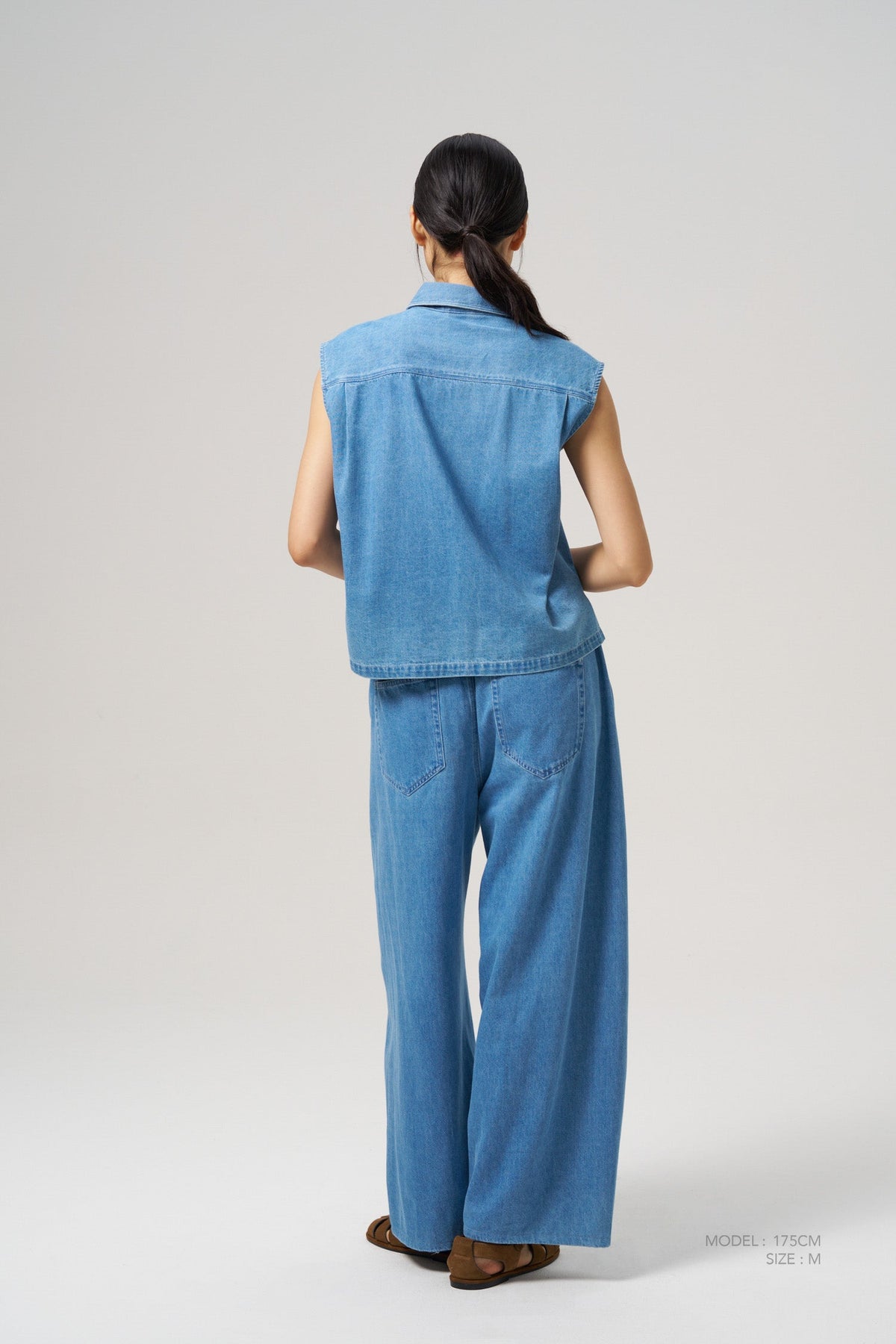 Denim Boxy Sleeveless Blouse - Denim