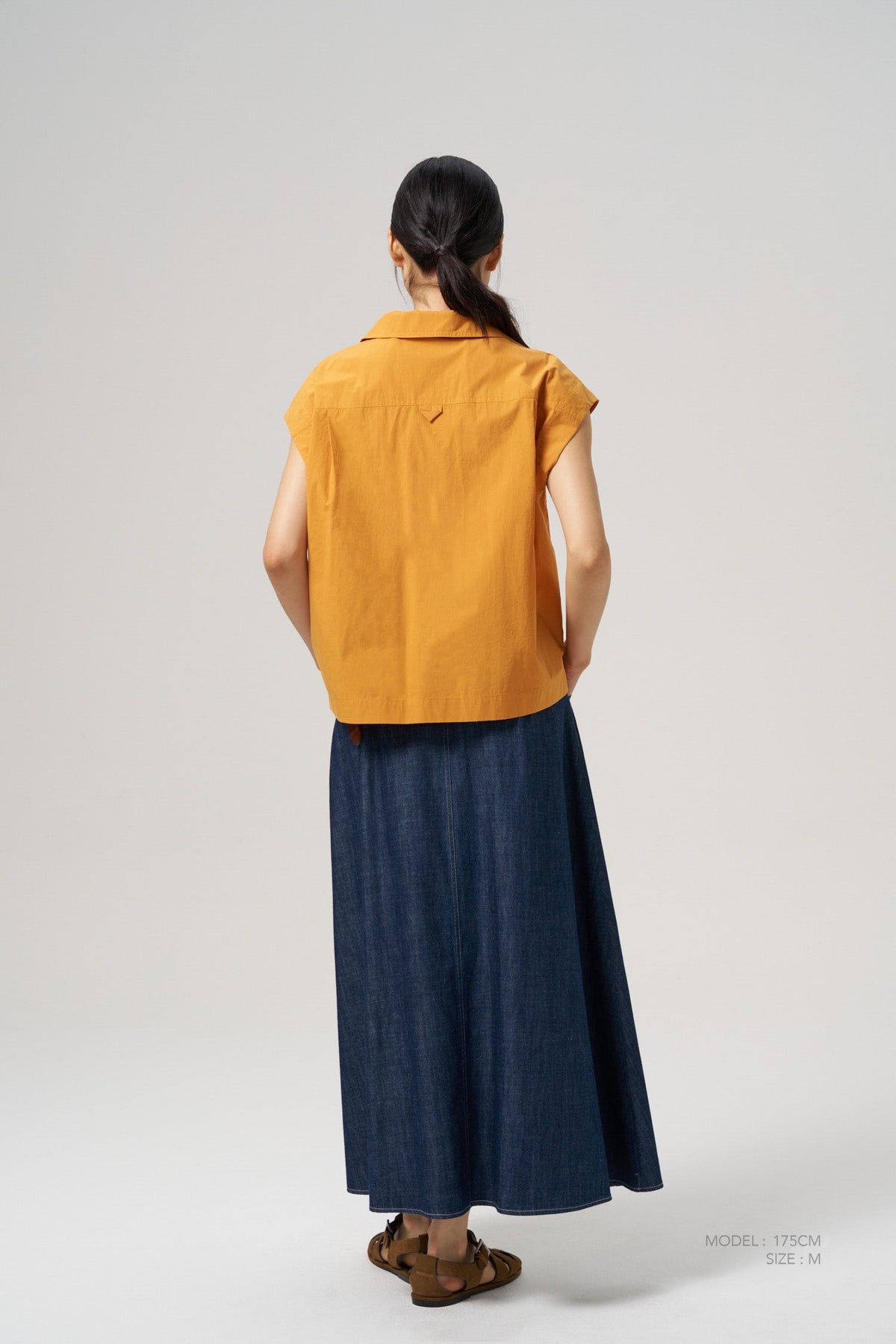 Foldover Collar Blouse - Pumpkin