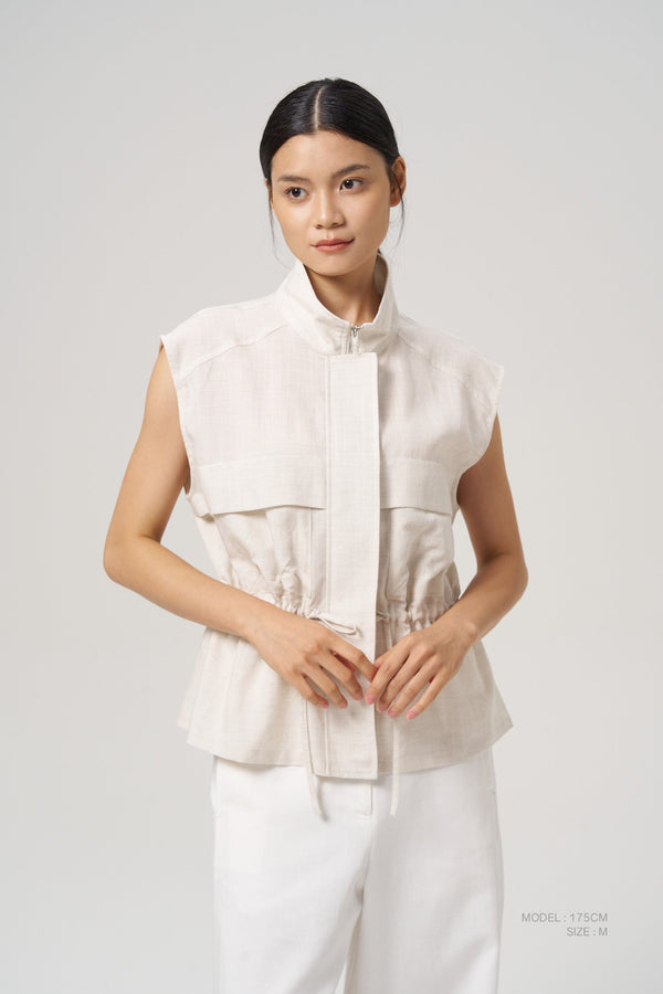 Patch Pocket Vest - Ecru