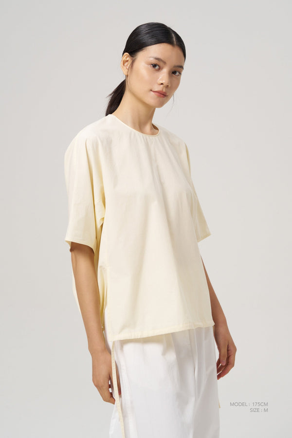 Front Zip Blouse - Beige