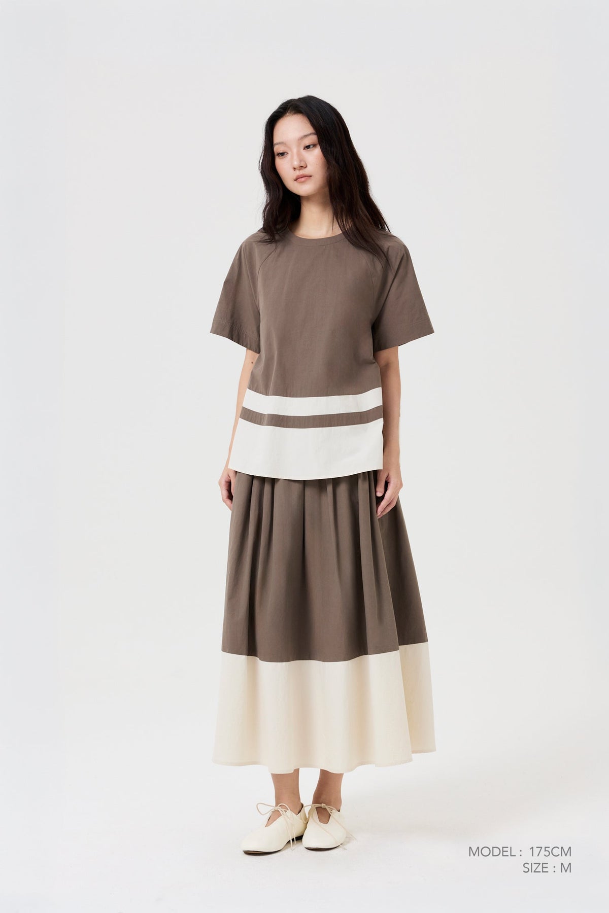 Raglan Colourblock Blouse - Cocoa