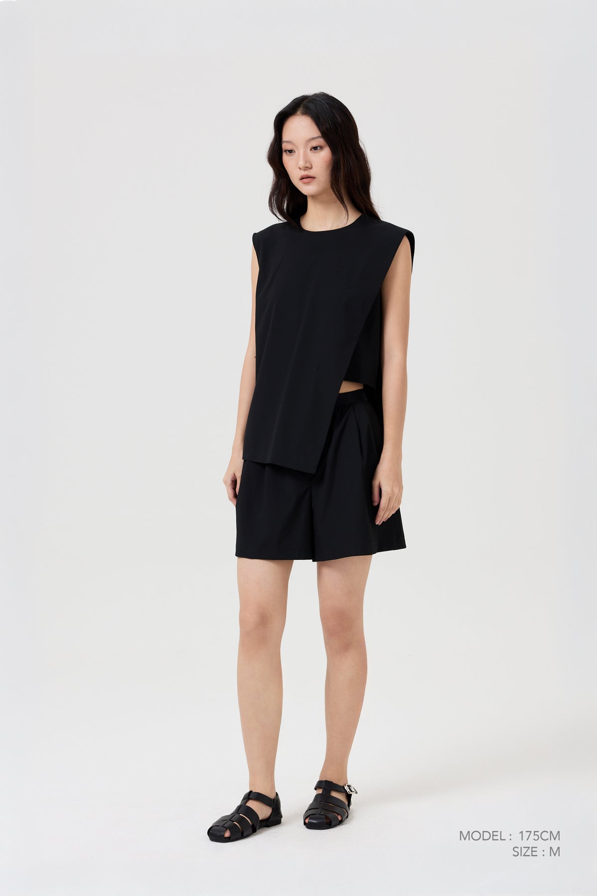 Layered Panel Blouse - Black