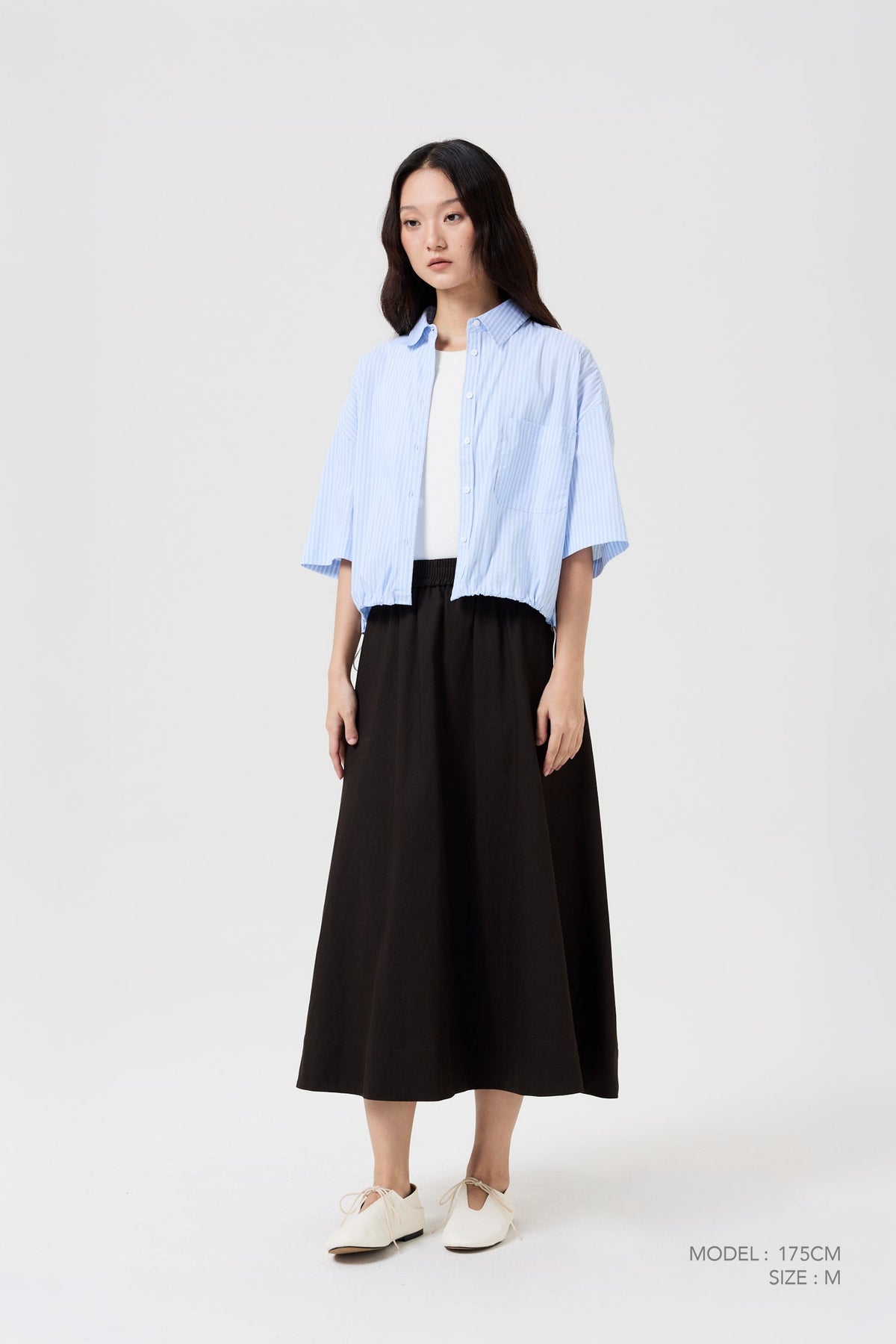 Boxy Striped Blouse - Sky Blue Stripes