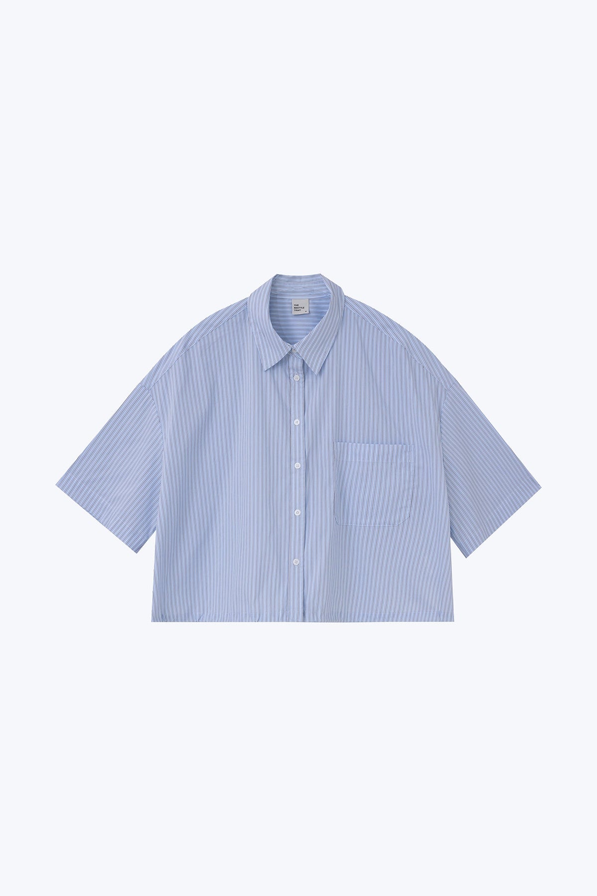 Boxy Striped Blouse - Sky Blue Stripes