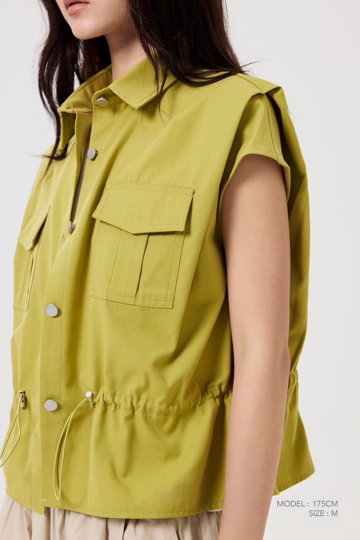 Drawcord Blouse - Olive