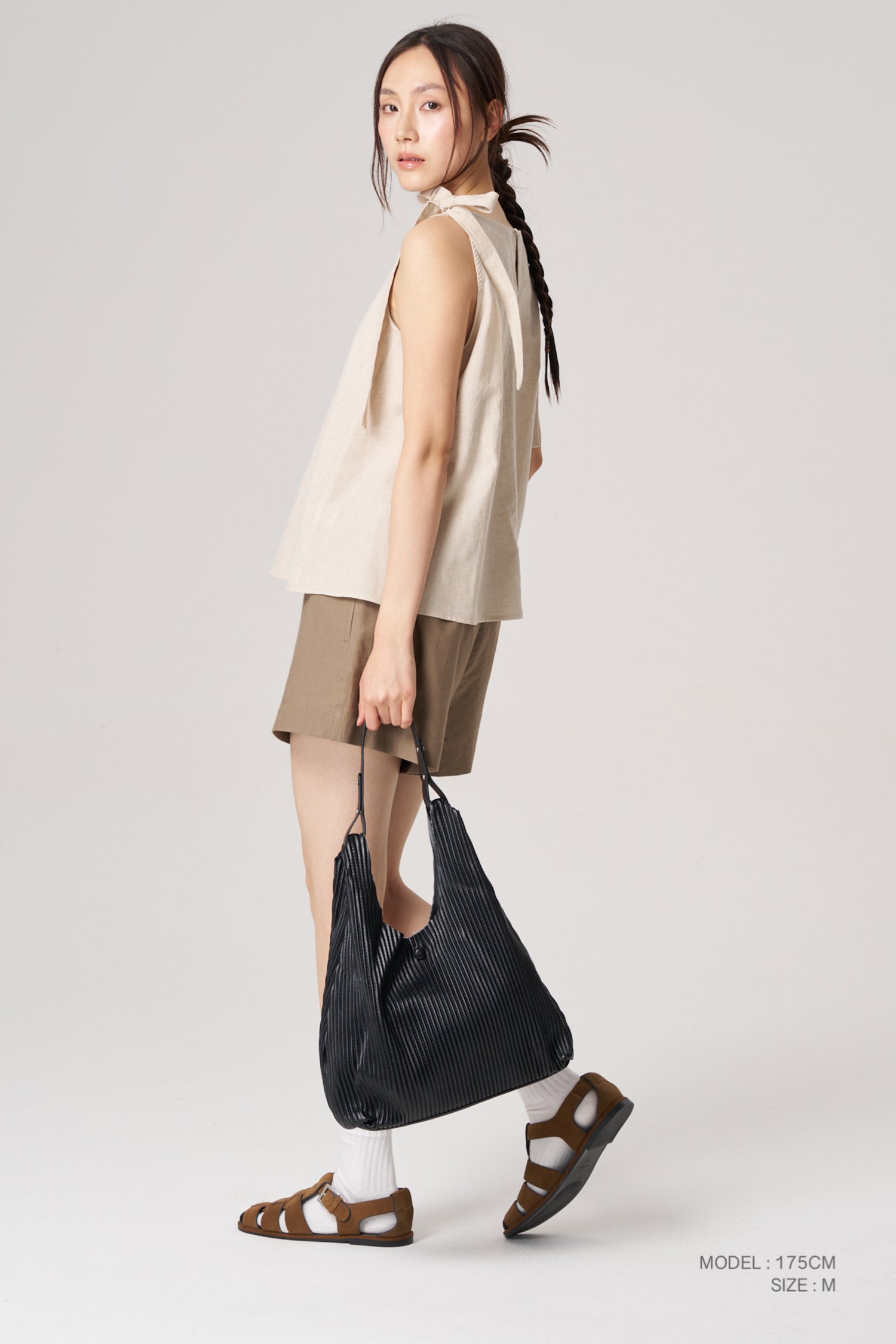 Striped Sleeveless Blouse - Ecru