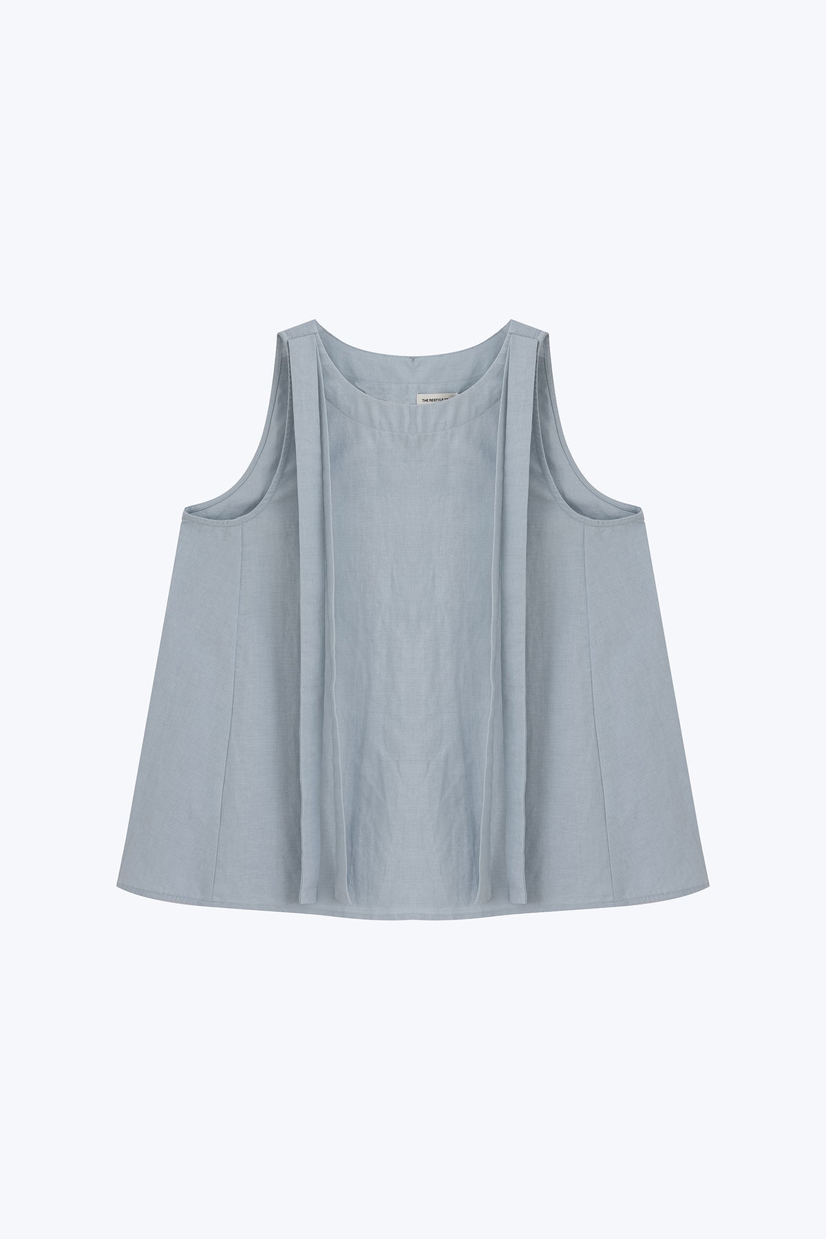 Striped Sleeveless Blouse - Dusty Blue