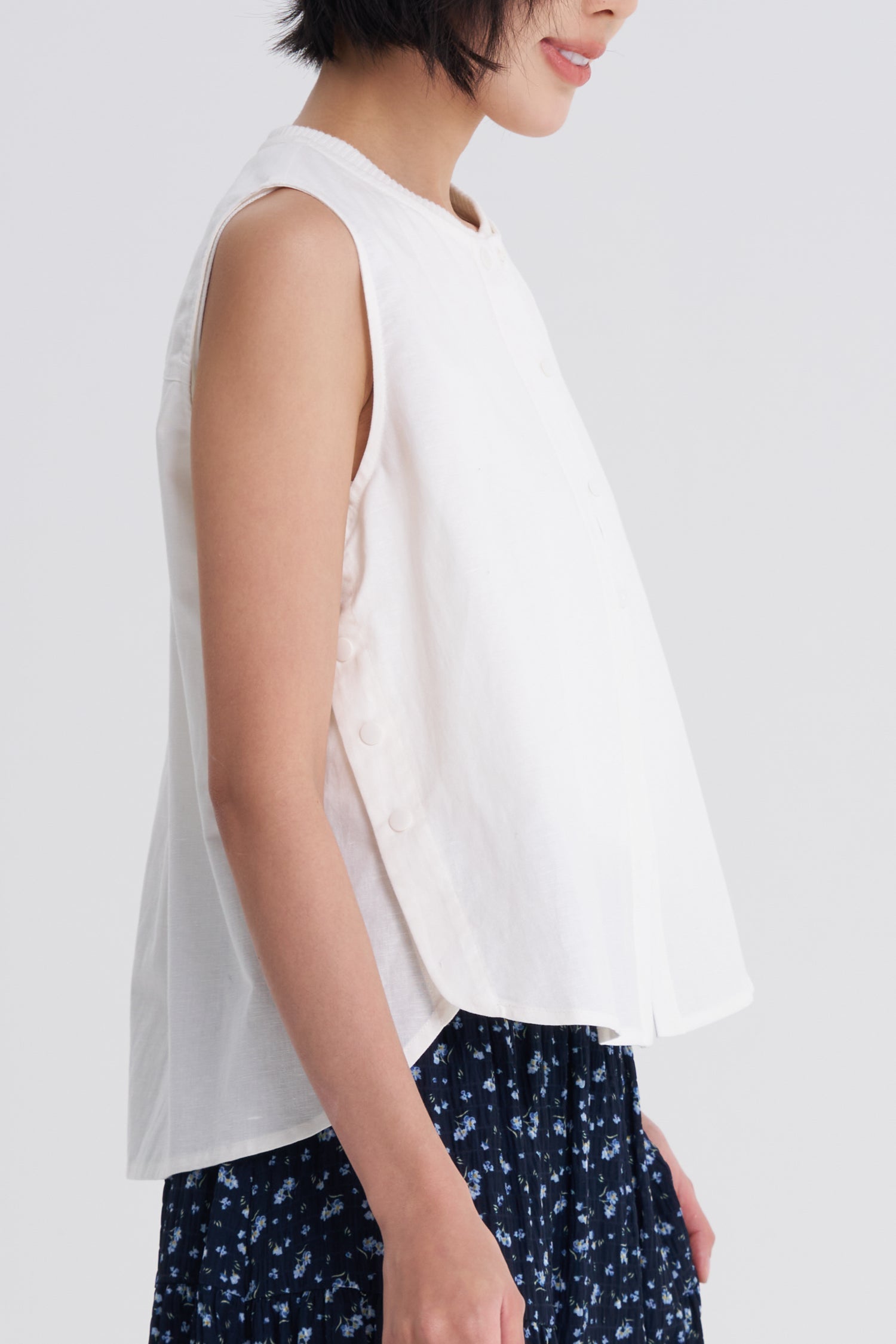 Snap Button Blouse - Cream