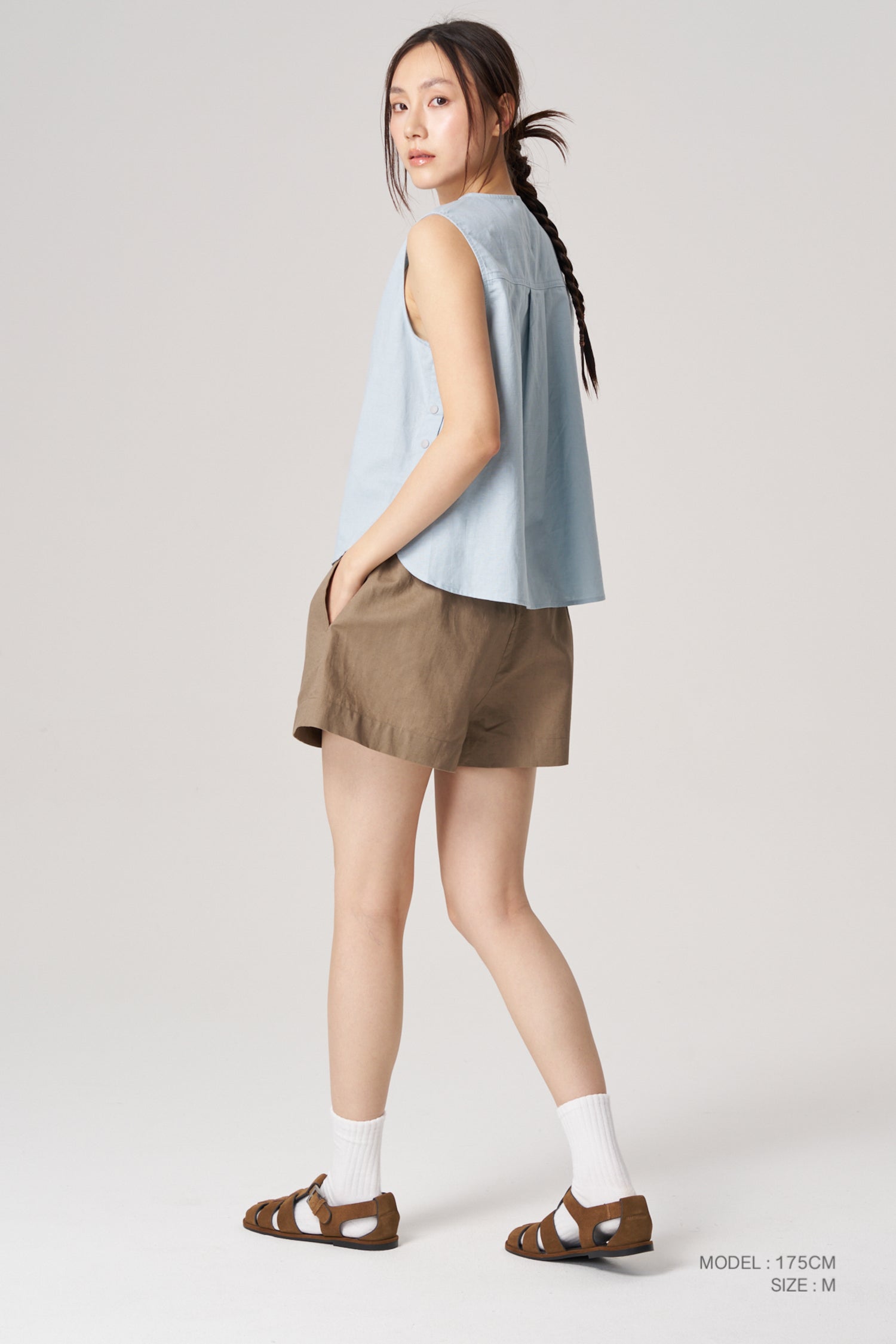 Snap Button Blouse - Dusty Blue