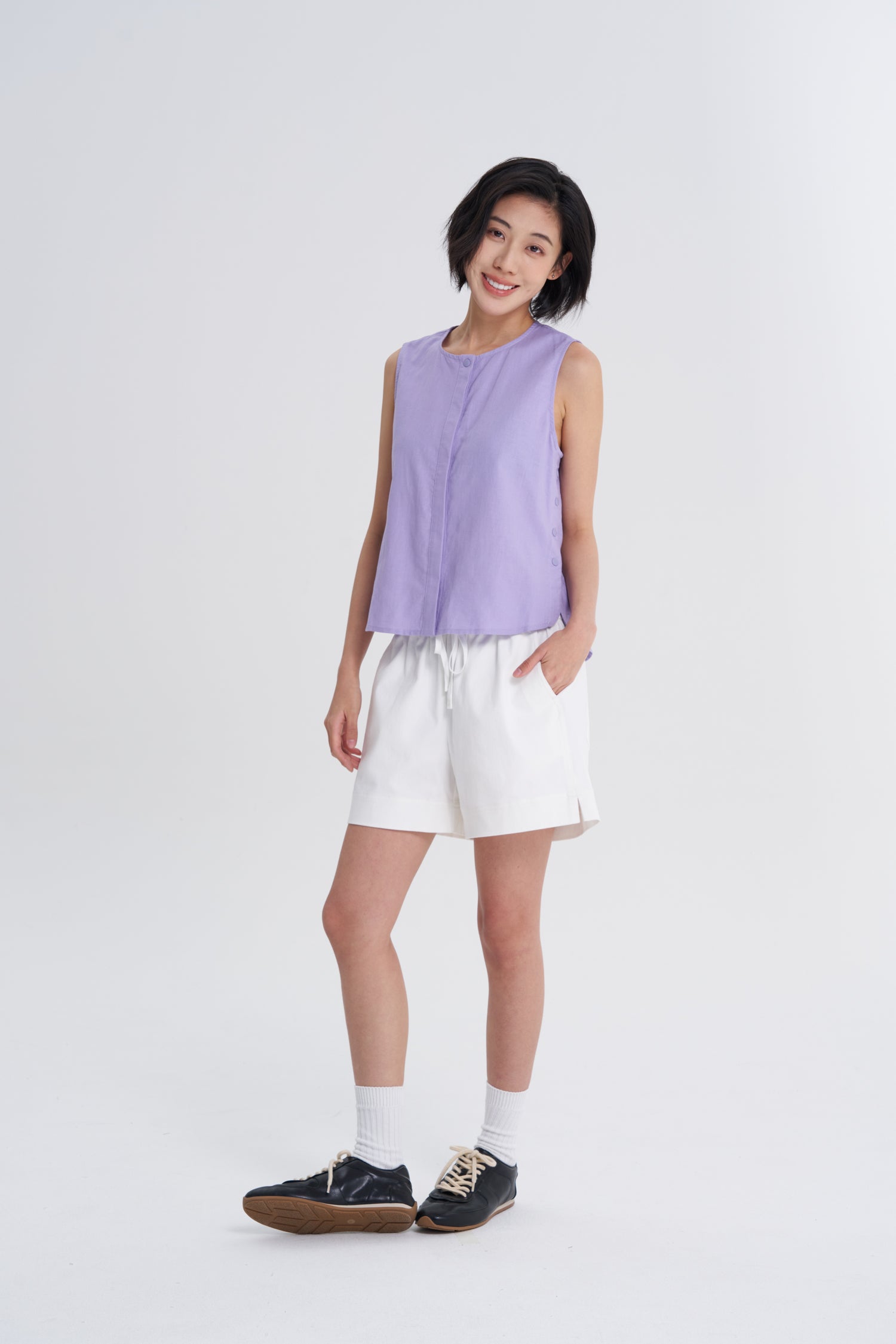 Snap Button Blouse - Lavendar