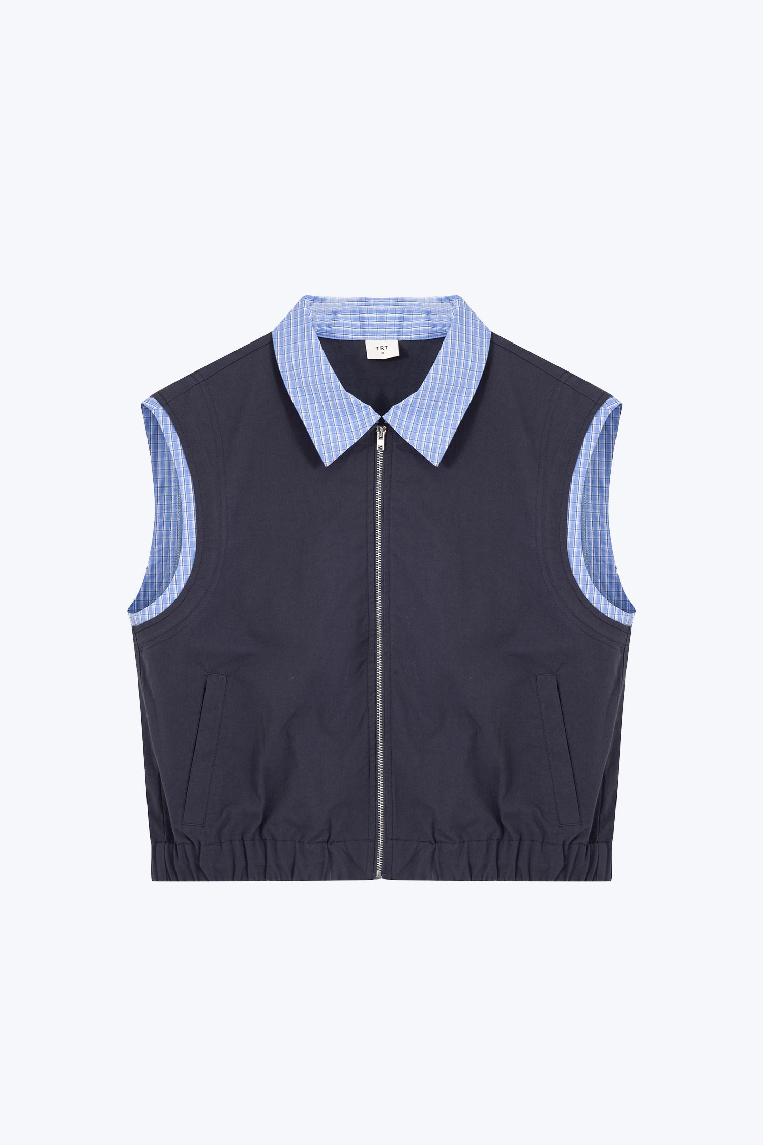 Checkered Trim Vest - Navy