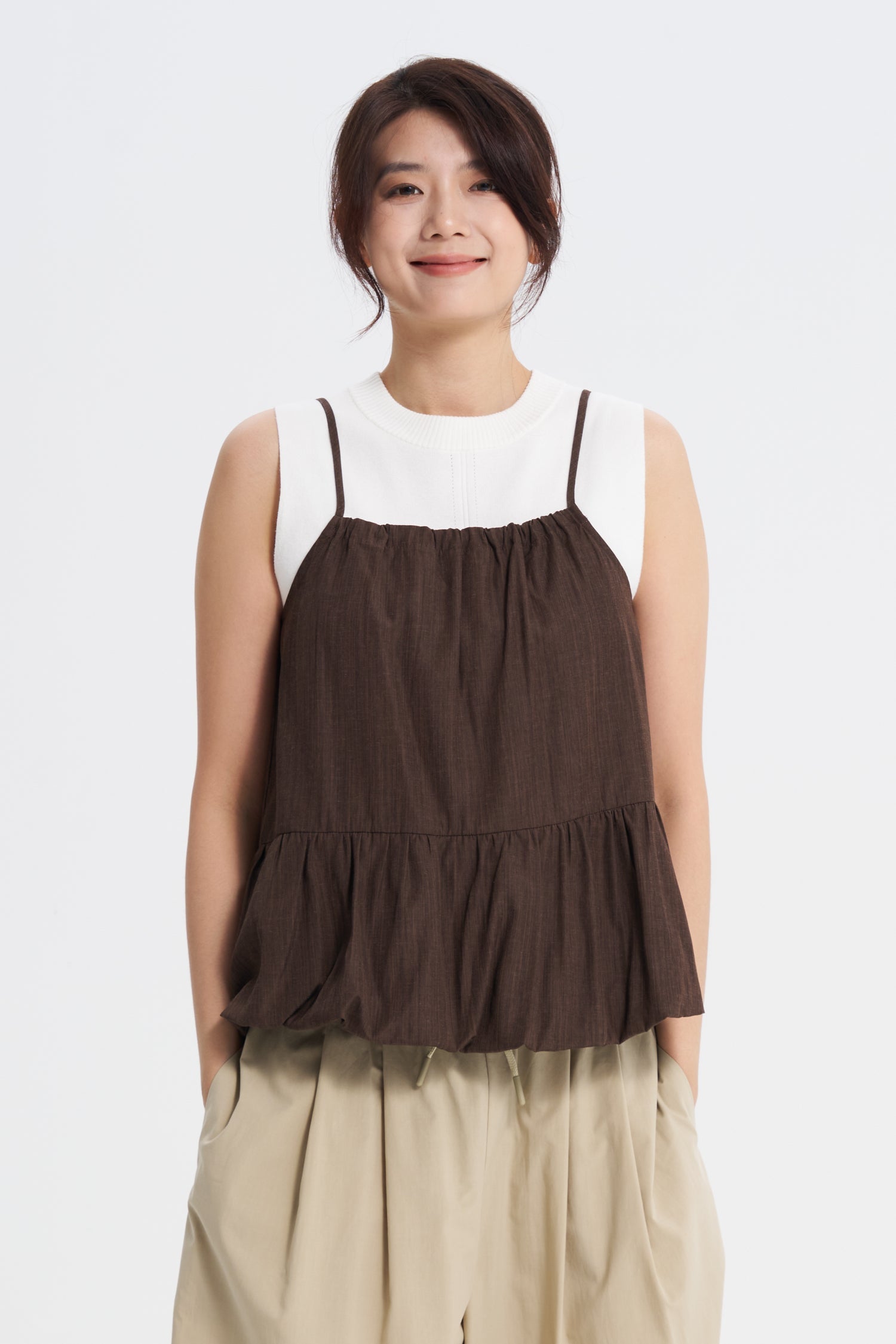 Cloud Hem Blouse - Brown
