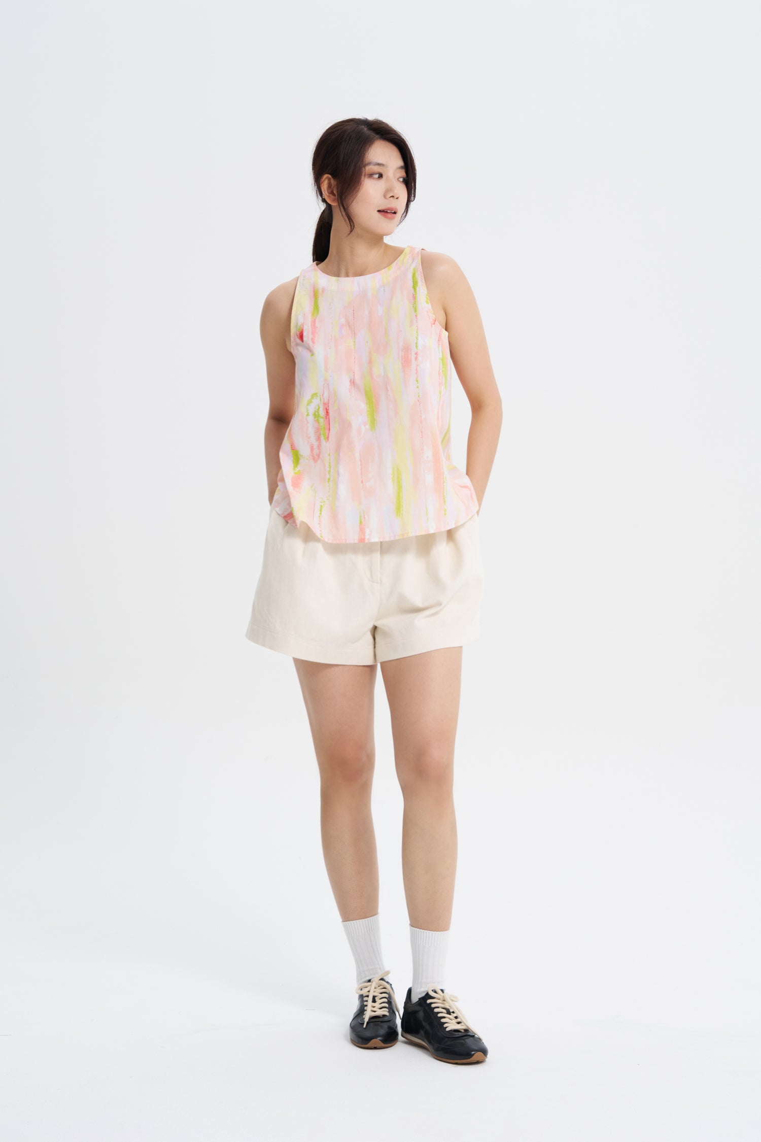 Watercolour Sleeveless Blouse - Watercolour Blush