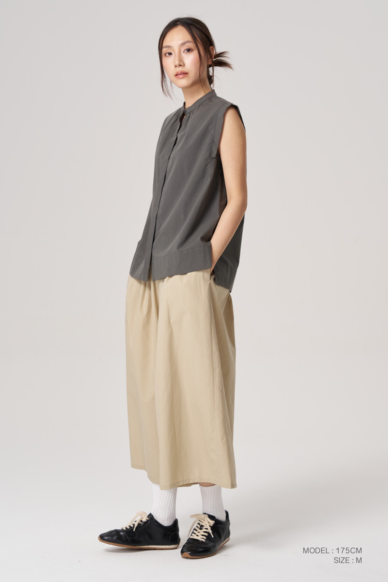Shoulder Detail Blouse - Charcoal