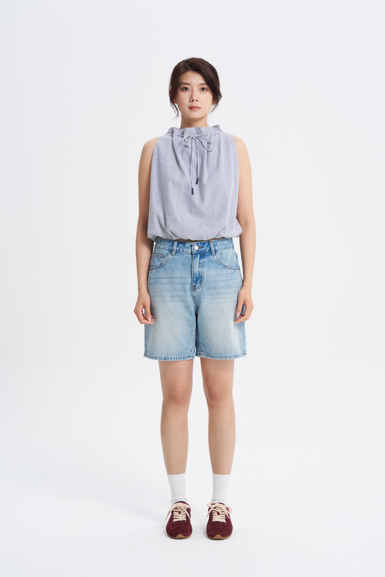 Striped Bow Cloud Blouse - Stripes Black